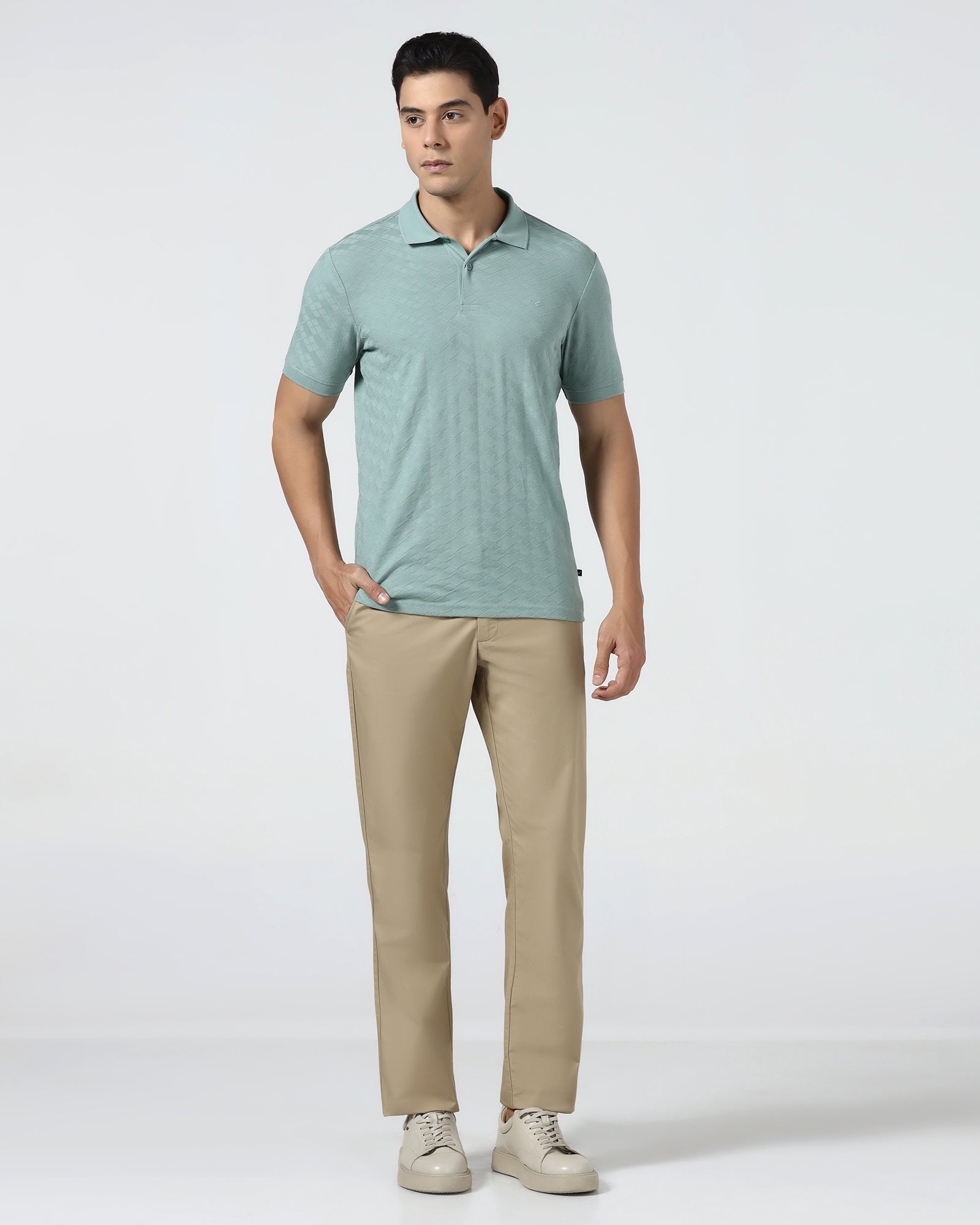 Pista Green Textured Polo - Kim Chum