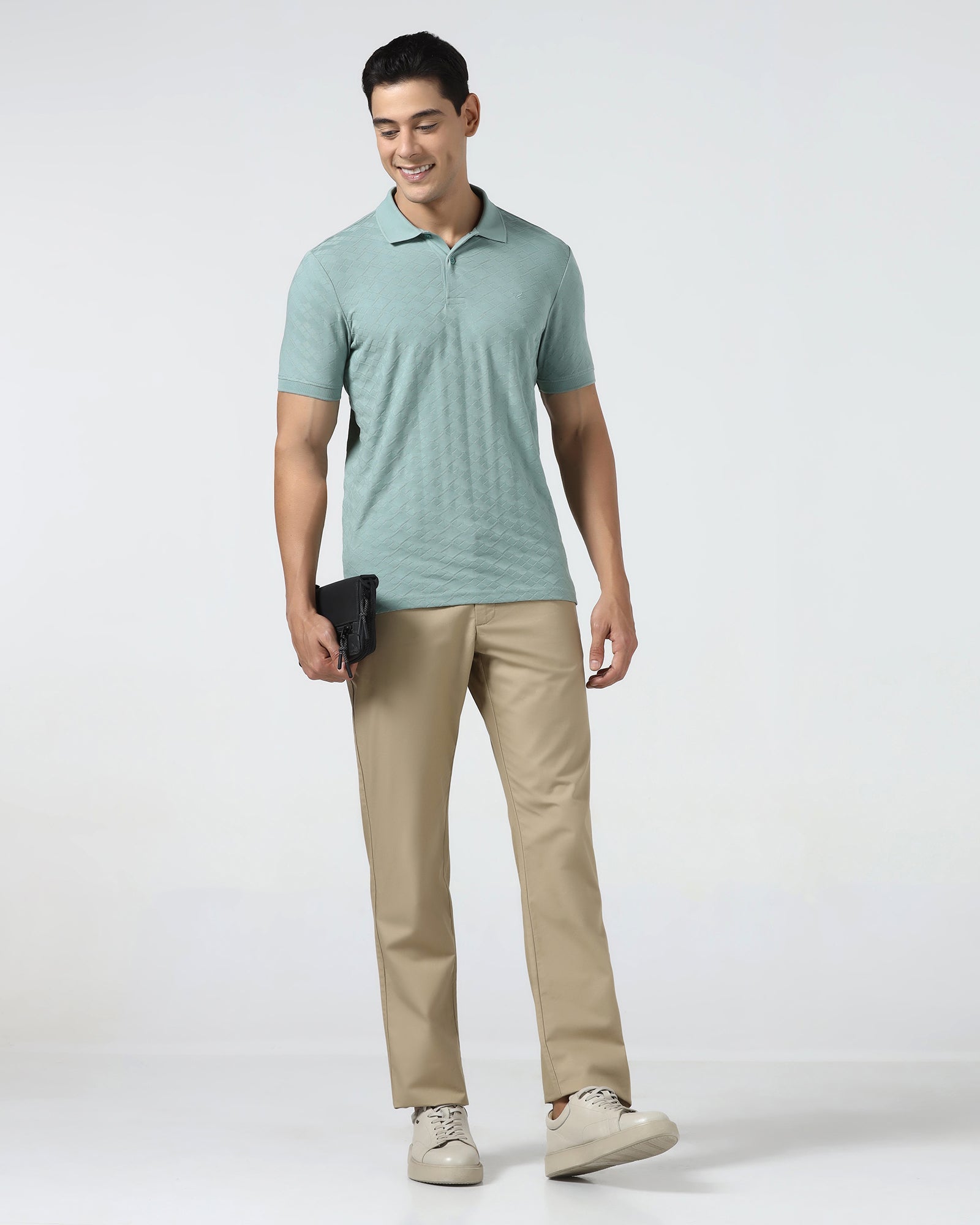 Pista Green Textured Polo - Kim Chum