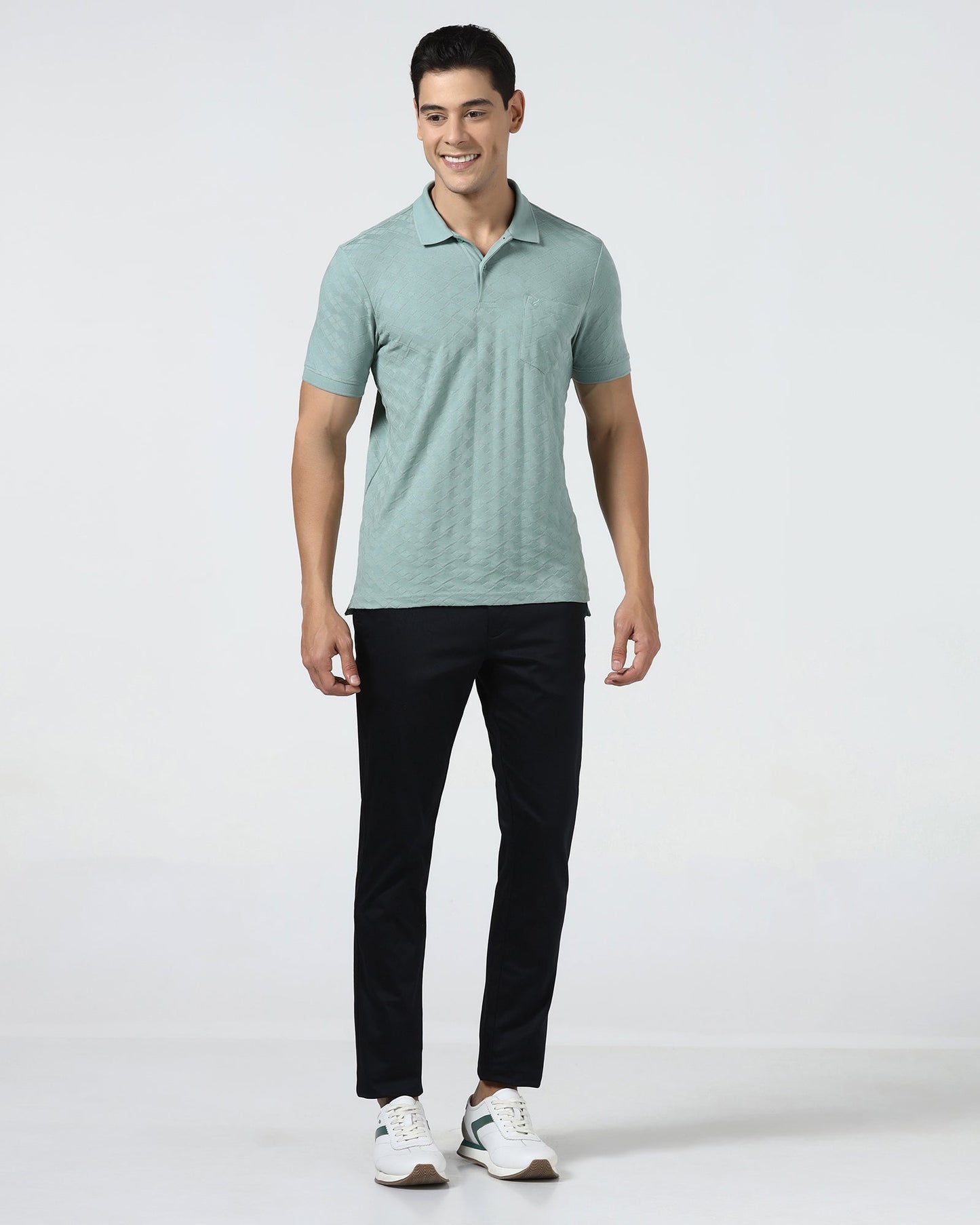 Pista Green Textured Polo - Kim Chum