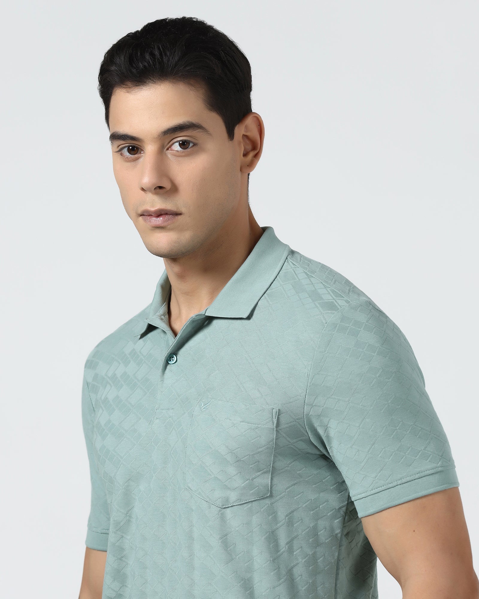 Pista Green Textured Polo - Kim Chum