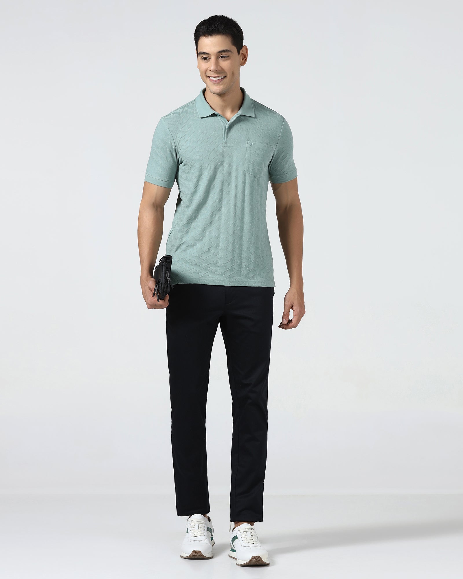 Pista Green Textured Polo - Kim Chum