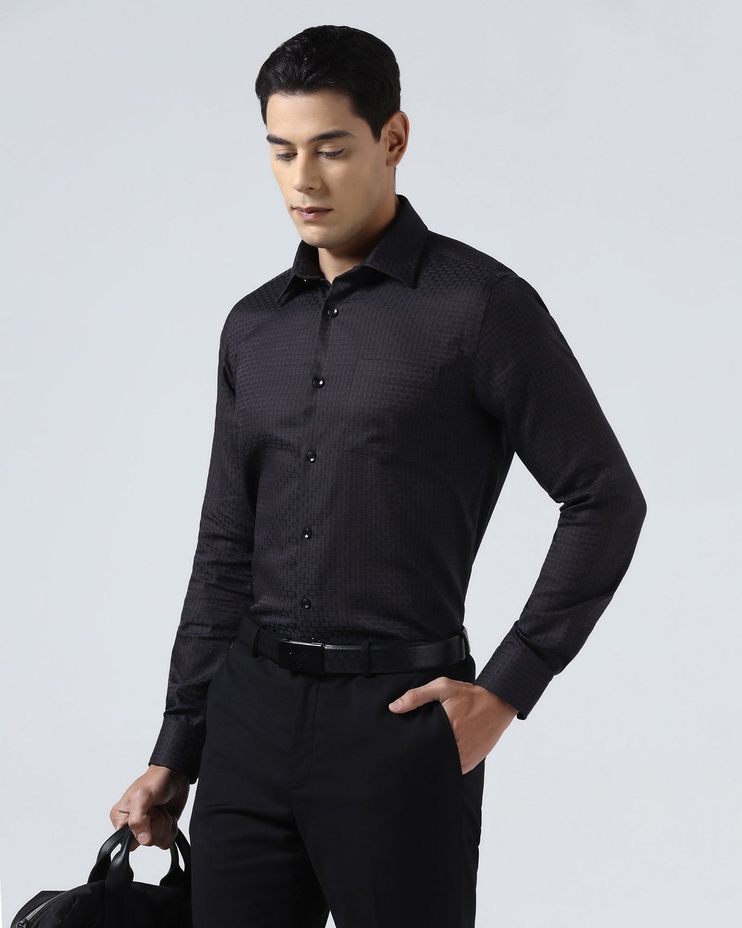 Plum Non Iron Textured Shirt - Elodie