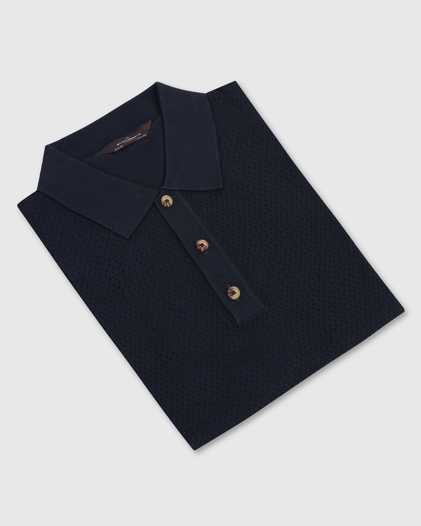 Polo Navy Textured T-Shirt - Mesh