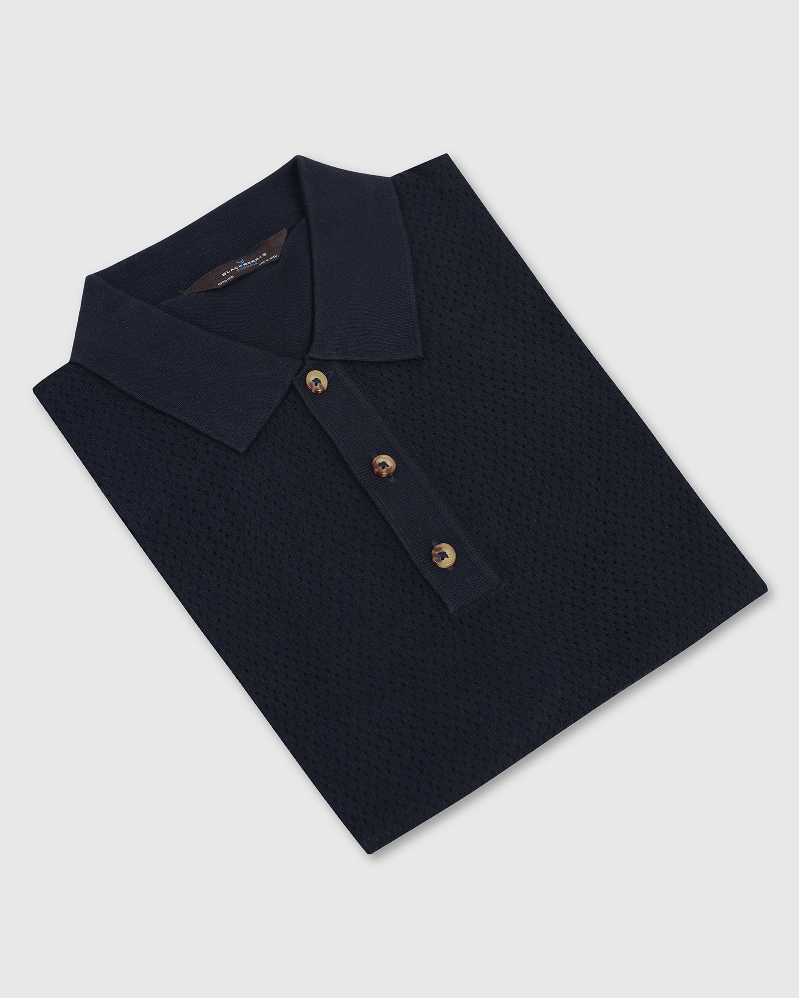 Polo Navy Textured T-Shirt - Mesh