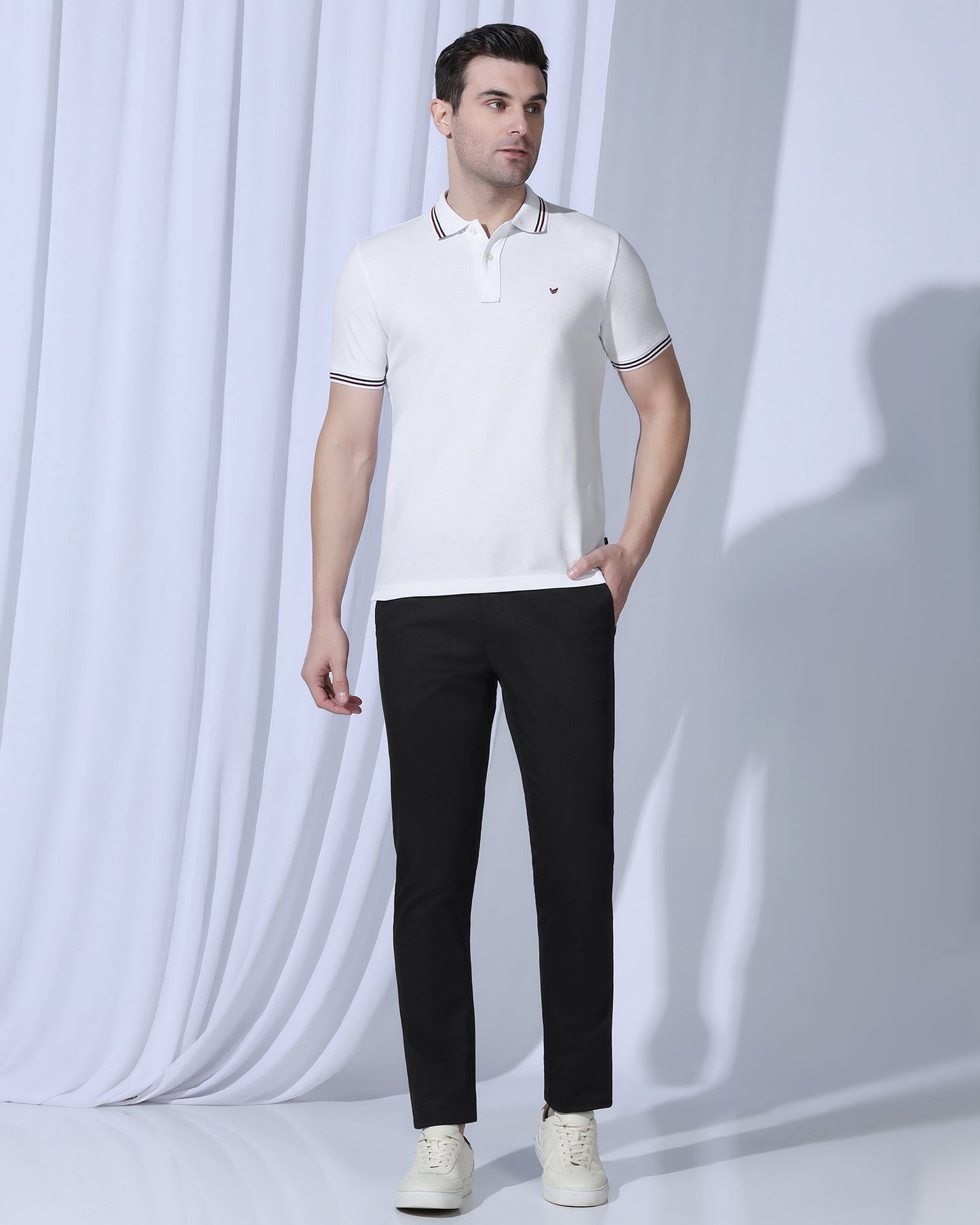 Polo White Solid T-Shirt - Zephyr