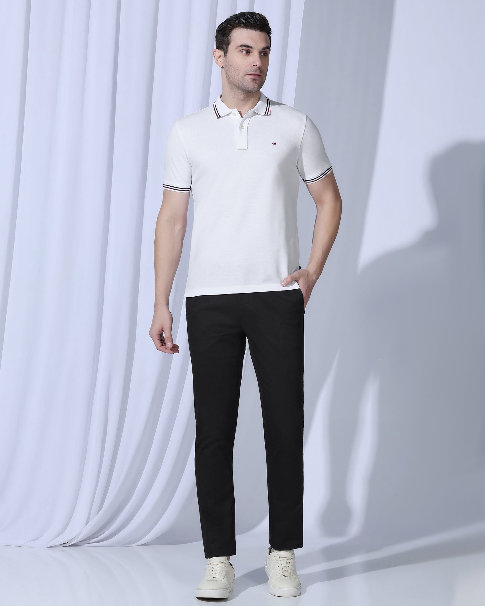 Polo White Solid T-Shirt - Zephyr