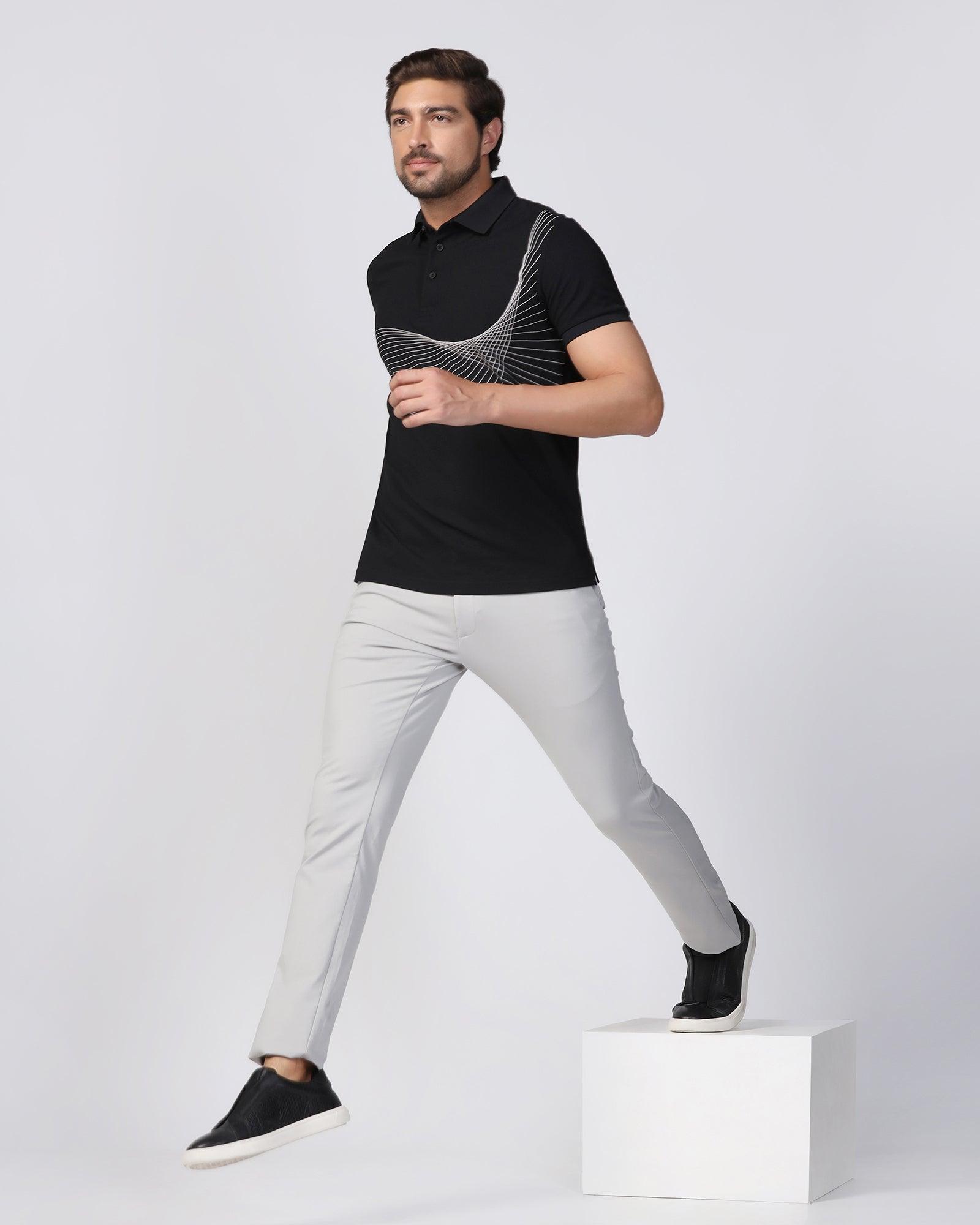 TechPro Polo Black Printed T-Shirt - Frost