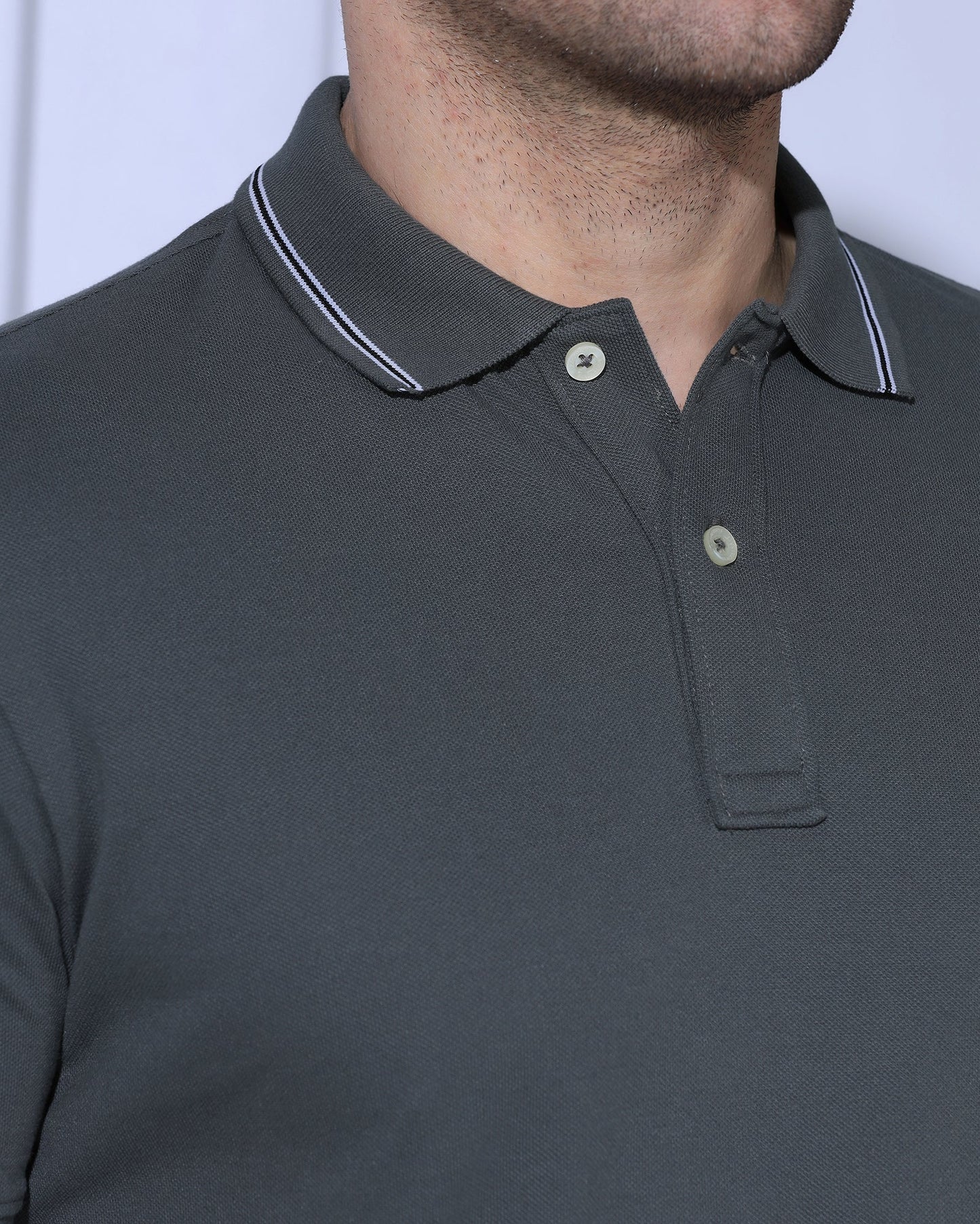 Polo Charcoal Solid T-Shirt - Diesel