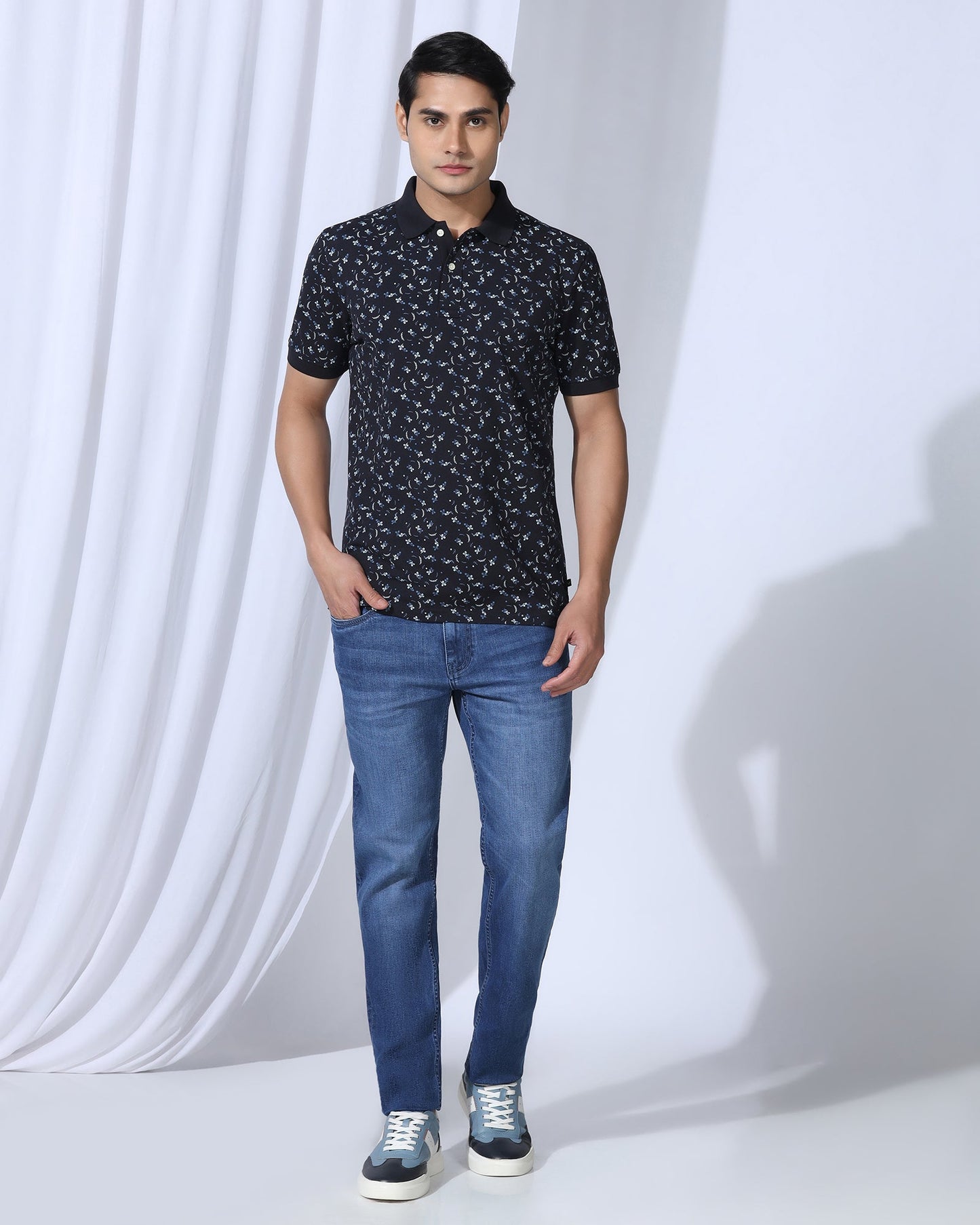 Polo Deep Navy Printed T-Shirt - Flora