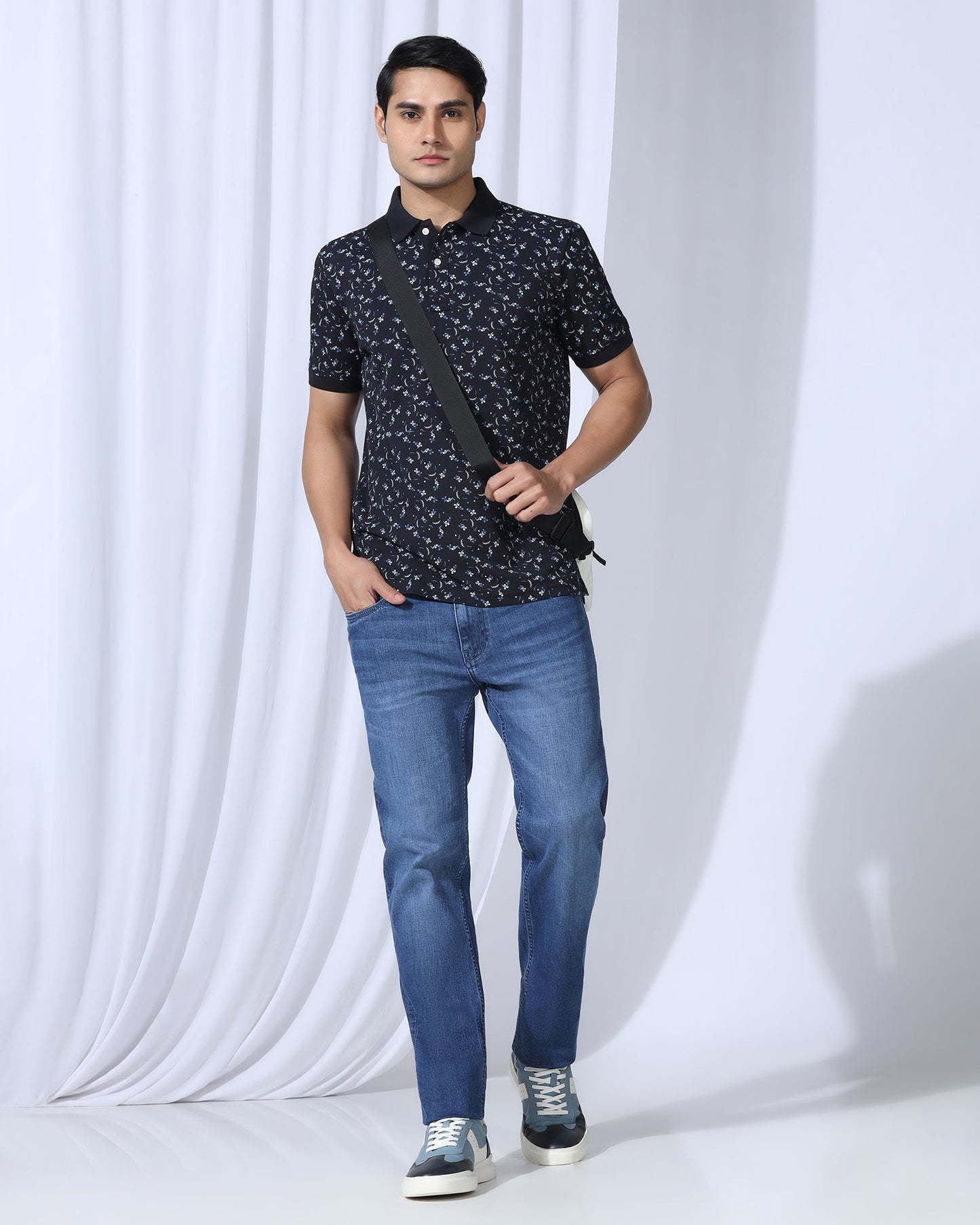 Polo Deep Navy Printed T-Shirt - Flora