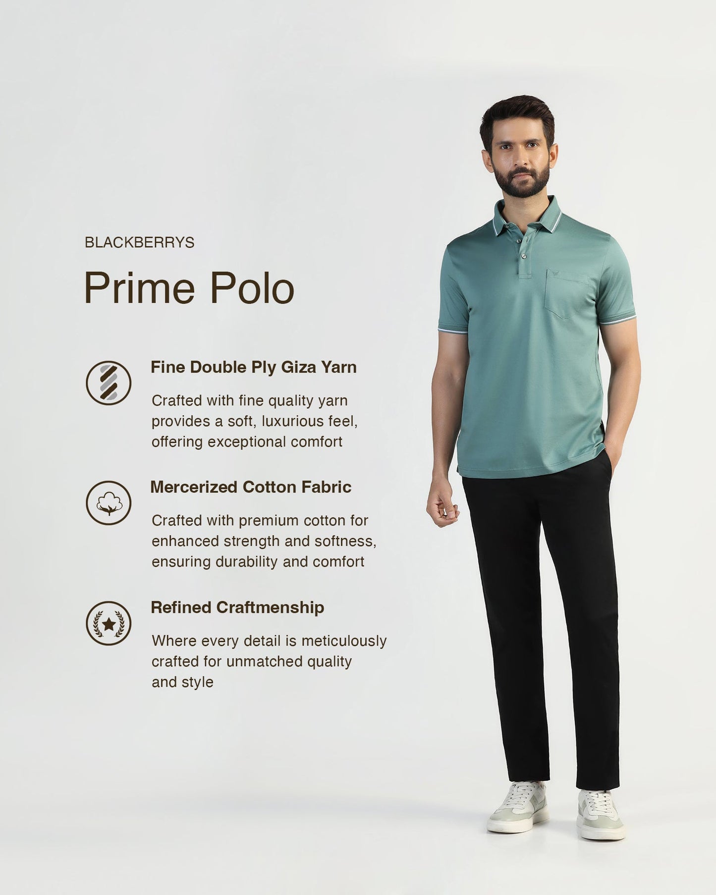 Polo Green Solid T-Shirt - Orion