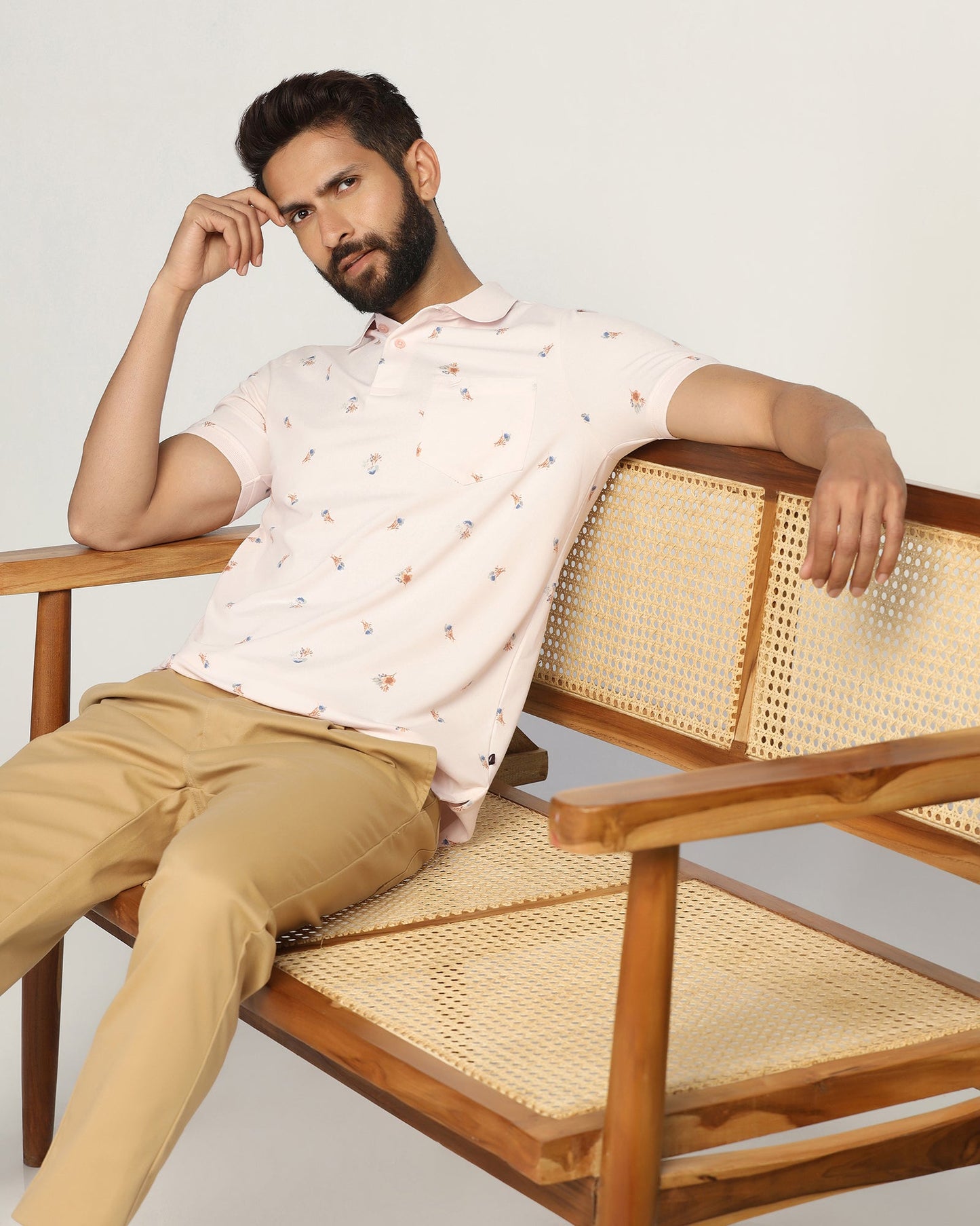 Polo Light Pink Printed T-Shirt - Depp
