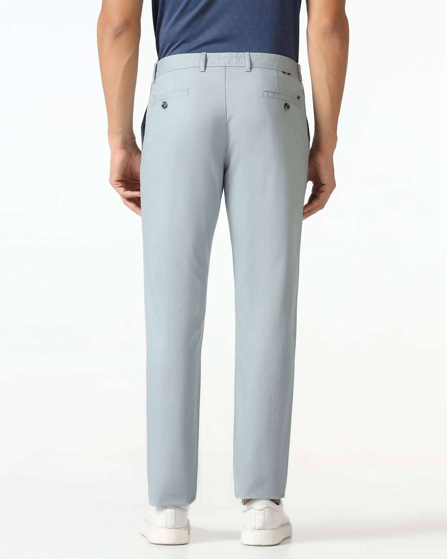 Powder Blue Textured Khakis - Cratuso