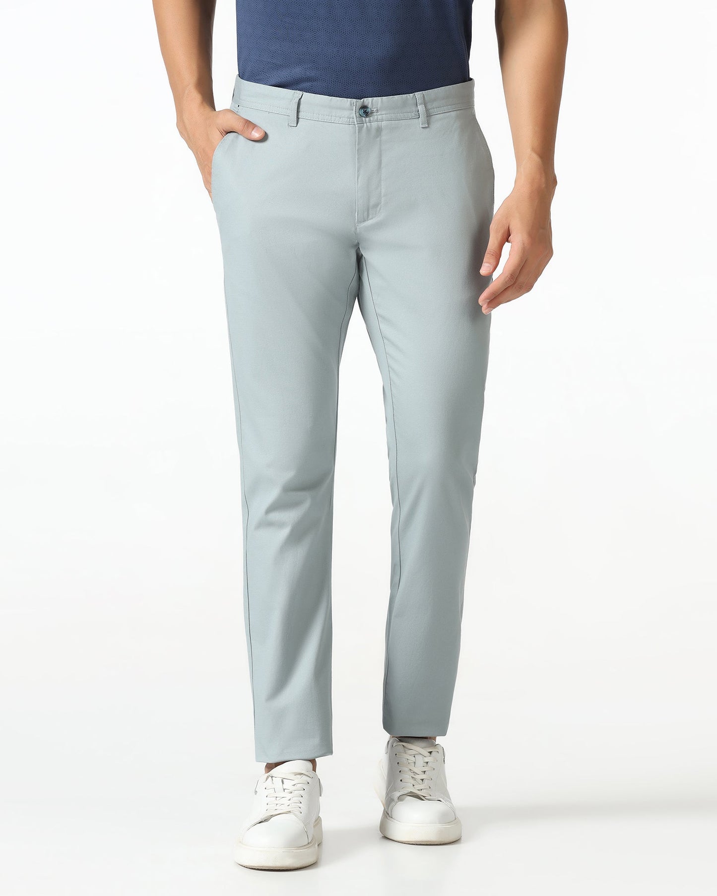 Powder Blue Textured Khakis - Cratuso