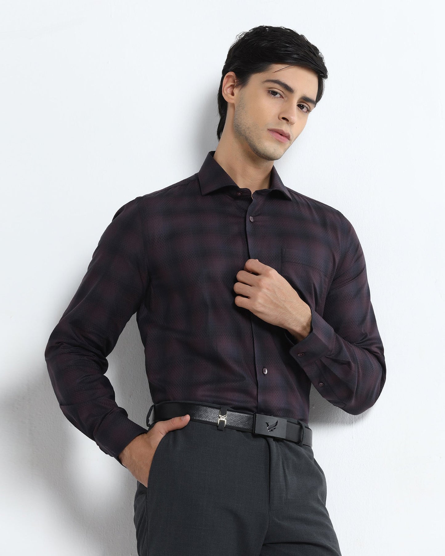 Purple Check Shirt - Perkin
