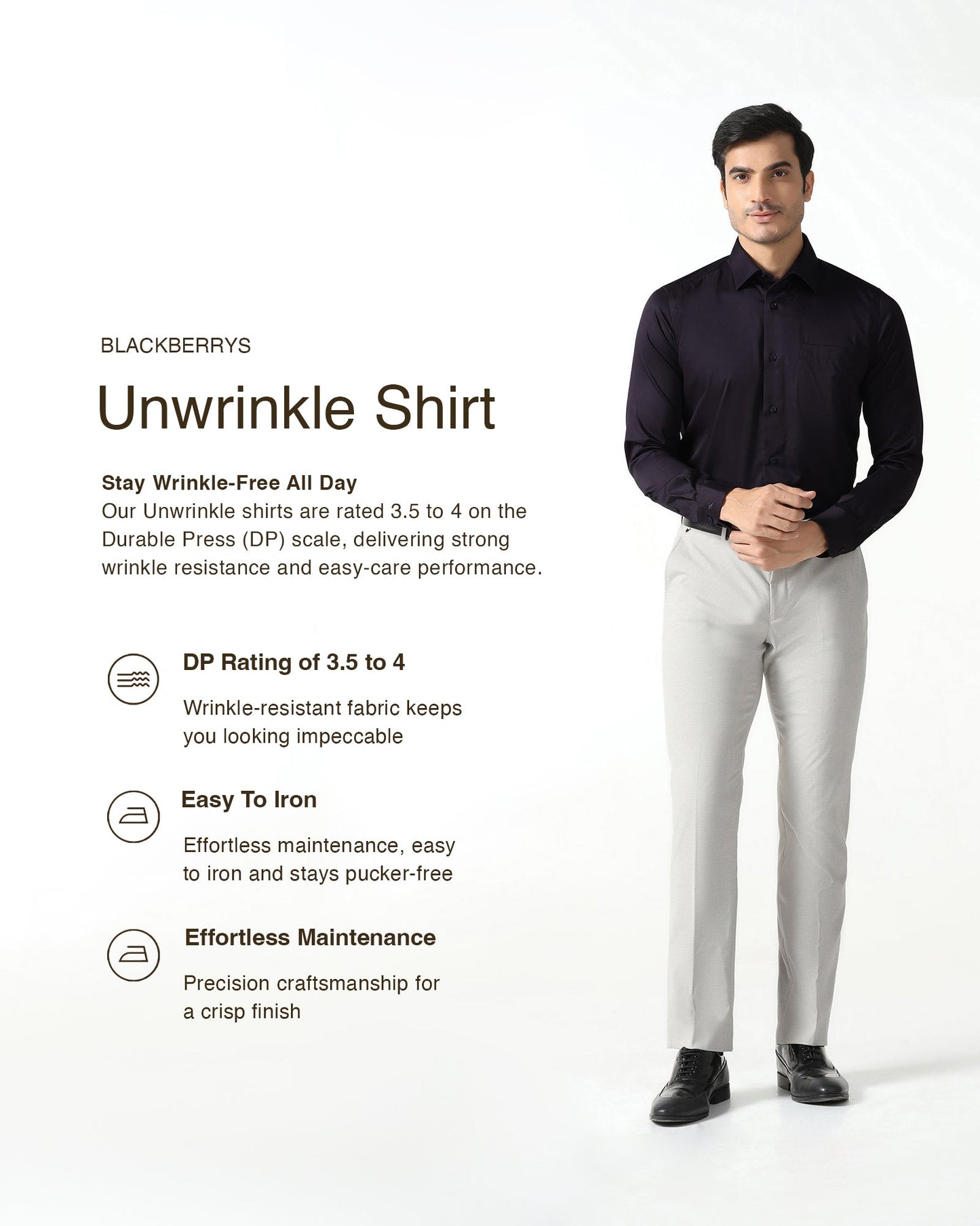 Purple Unwrinkle Solid Shirt - Sylvia