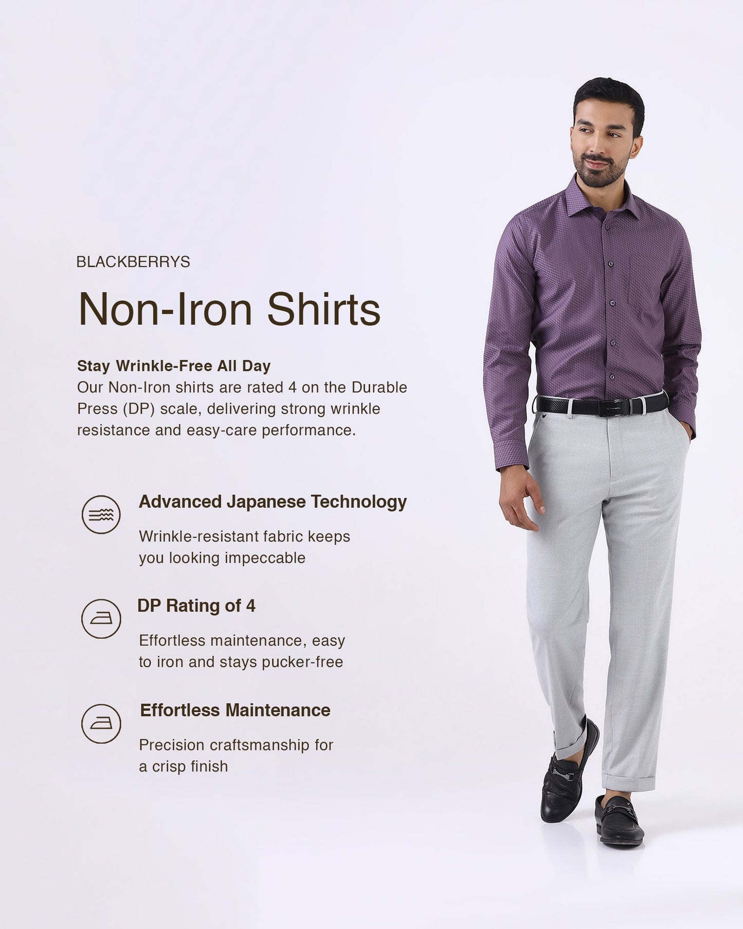 Purple Non Iron Textured Shirt - Esme
