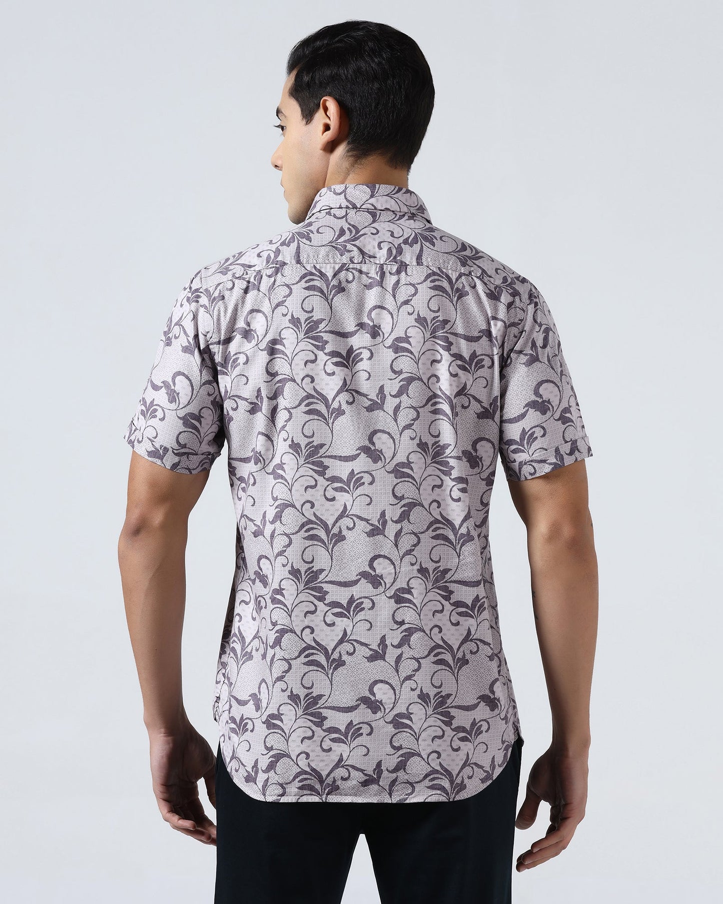 Purple Half Sleeve Printed Shirt - Lenard