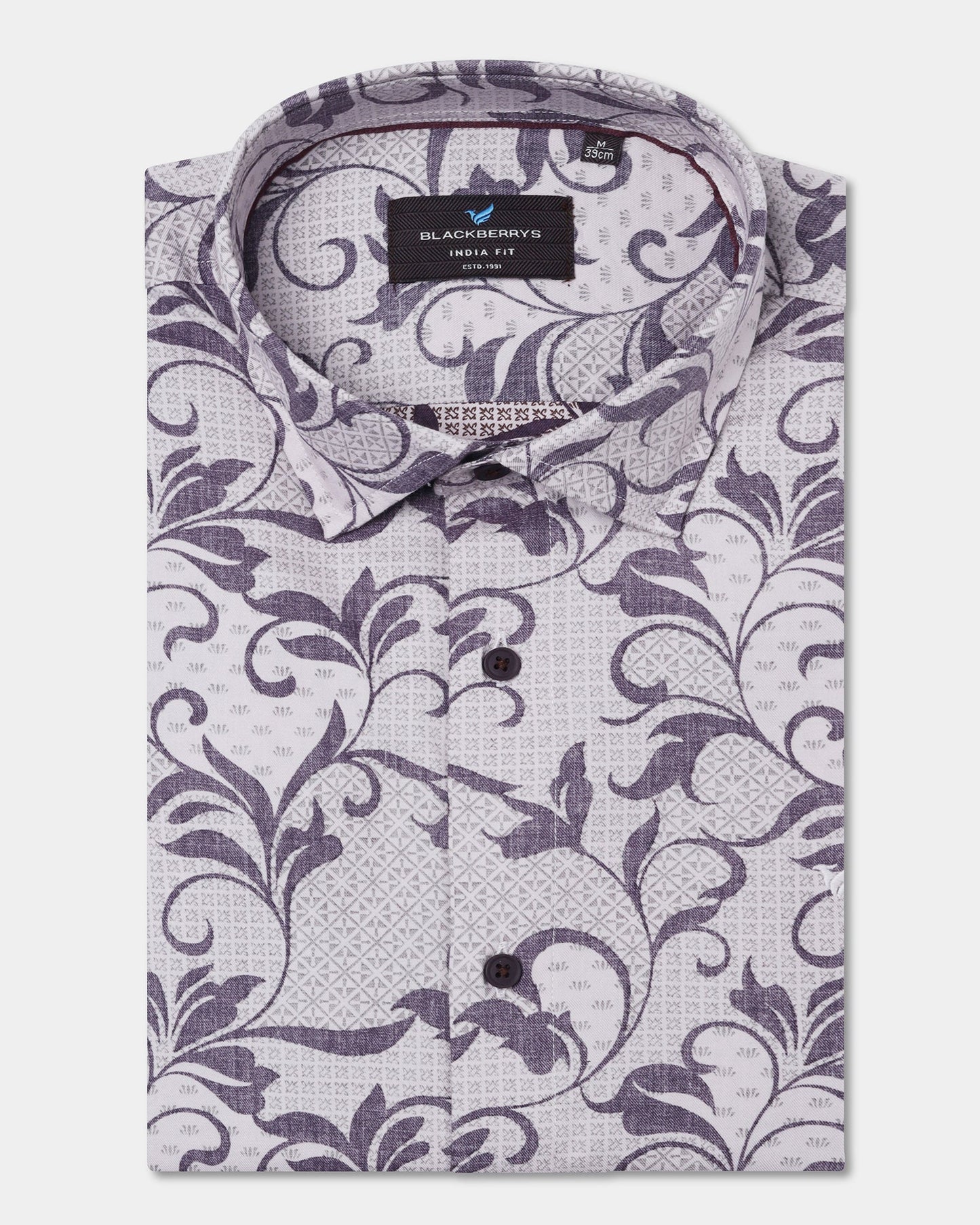 Purple Half Sleeve Printed Shirt - Lenard