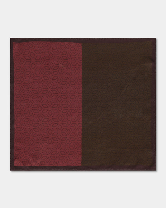 Red Printed 100% Silk Pocket Square - Wei