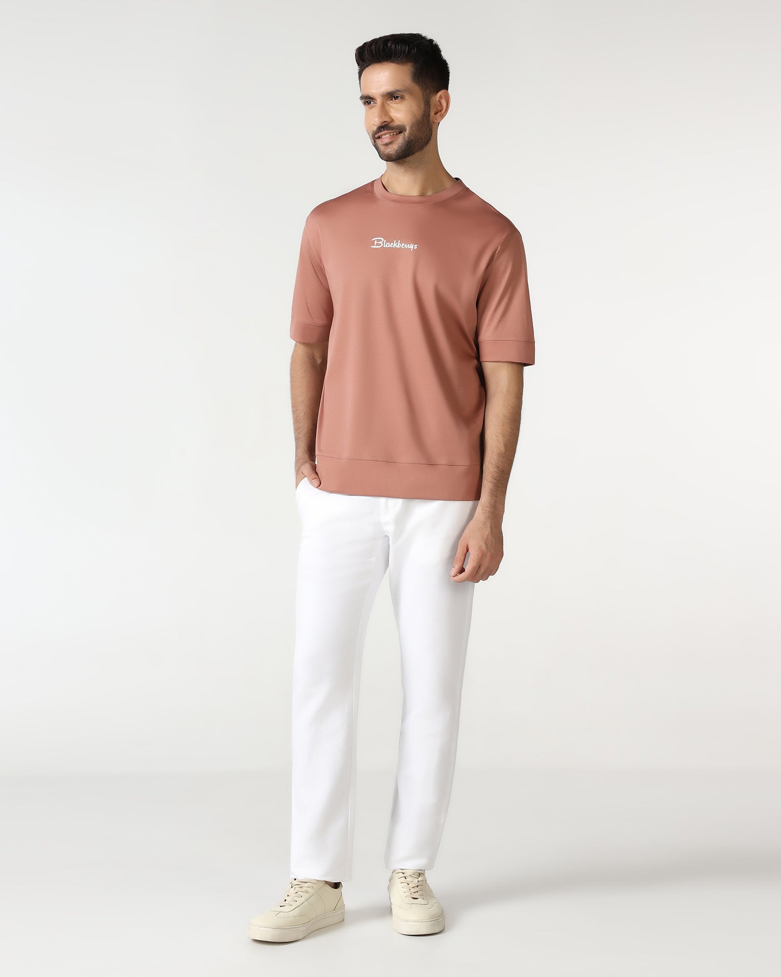 Rust Crew Neck Solid T-Shirt - Toss