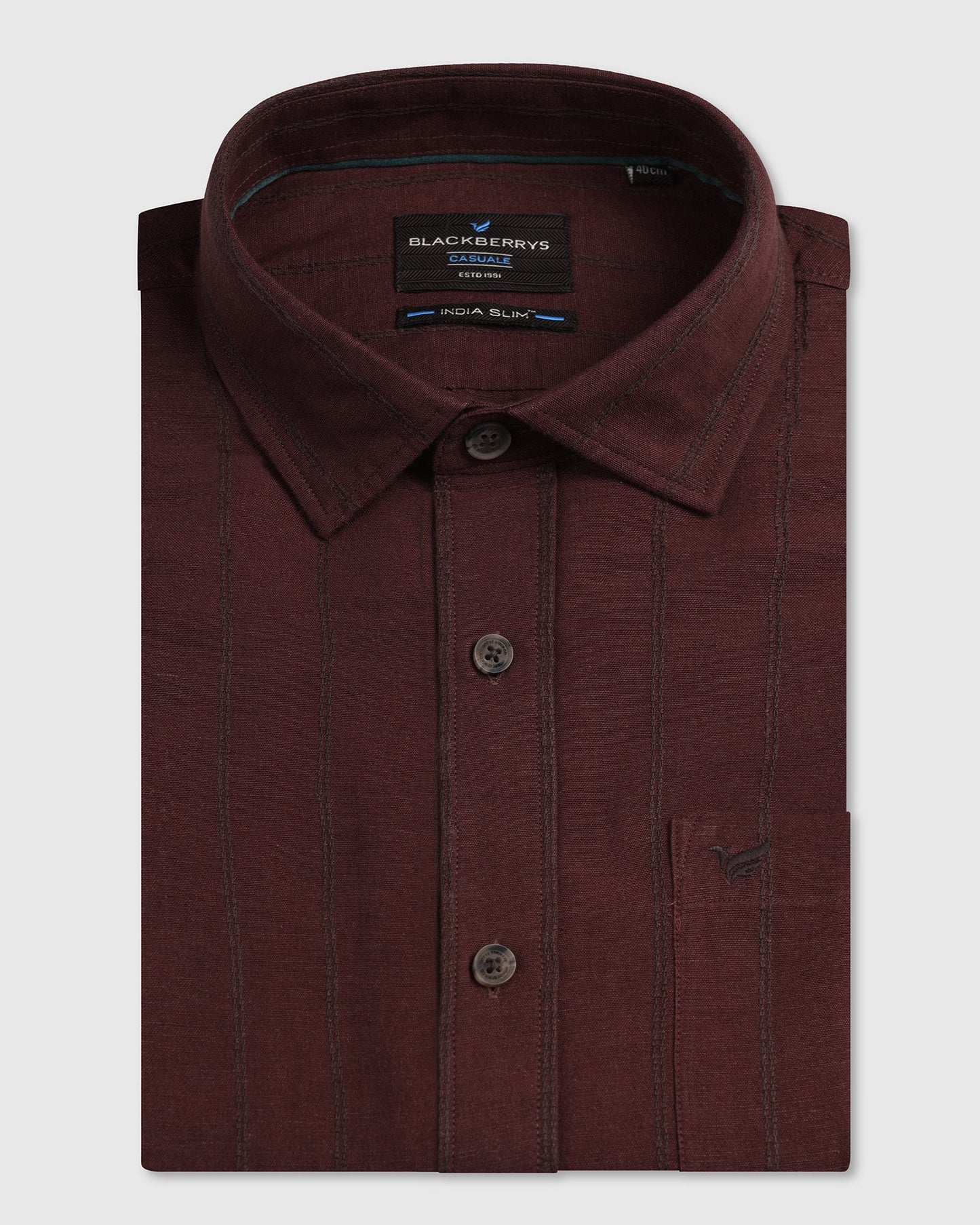 Rust Linen Stripe Shirt - Raydon