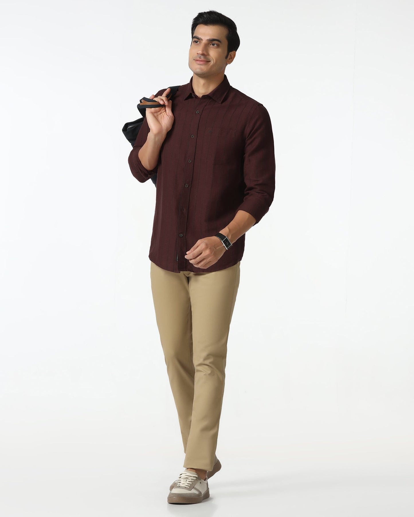 Rust Linen Stripe Shirt - Raydon
