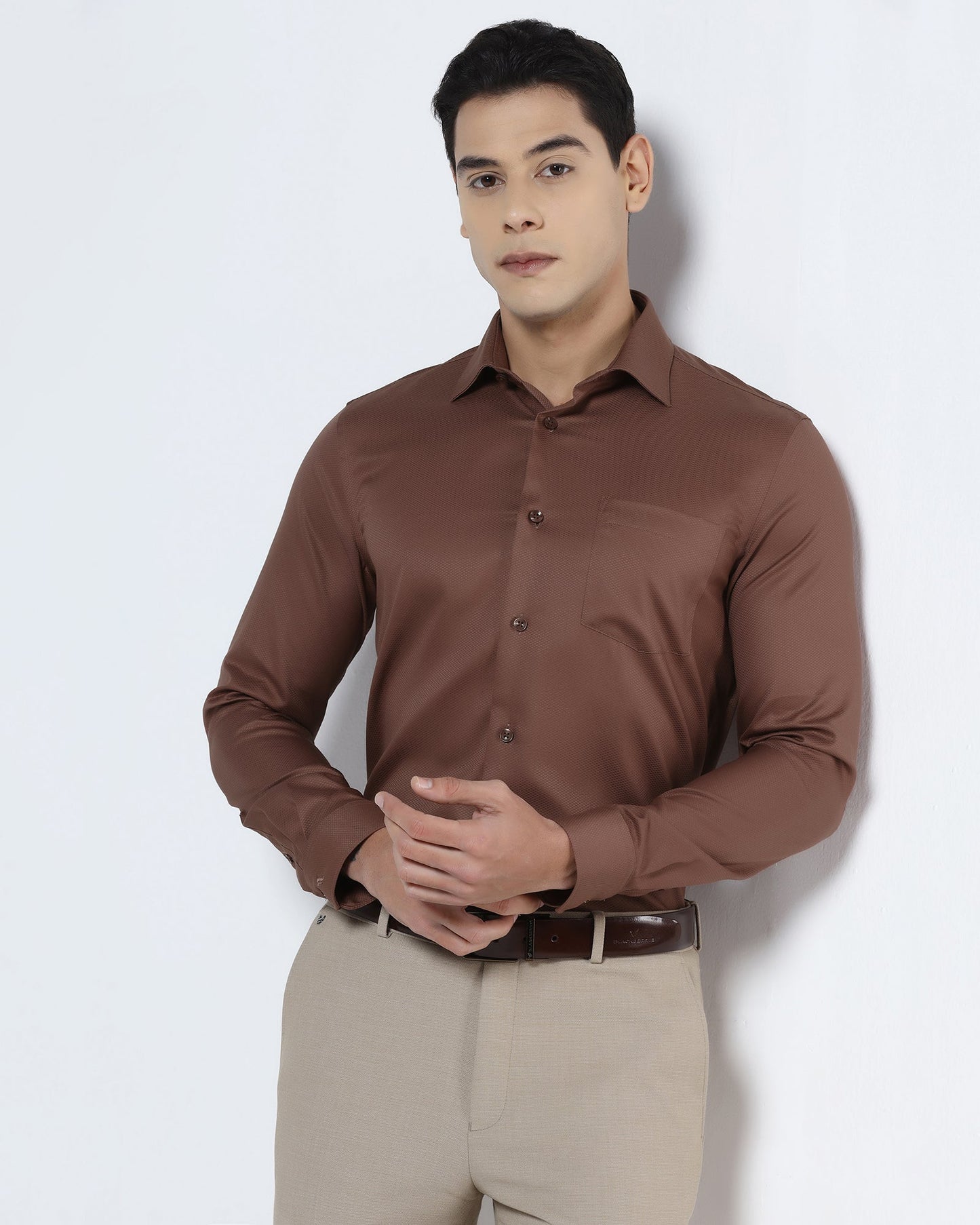Rust Non Iron Textured Shirt - P31