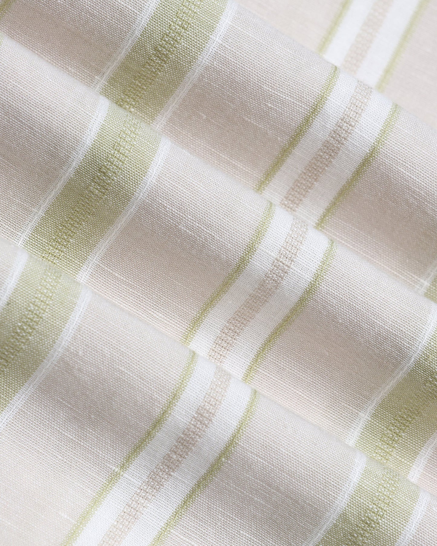 Sage Green Half Sleeve Linen Stripe Shirt - Junel
