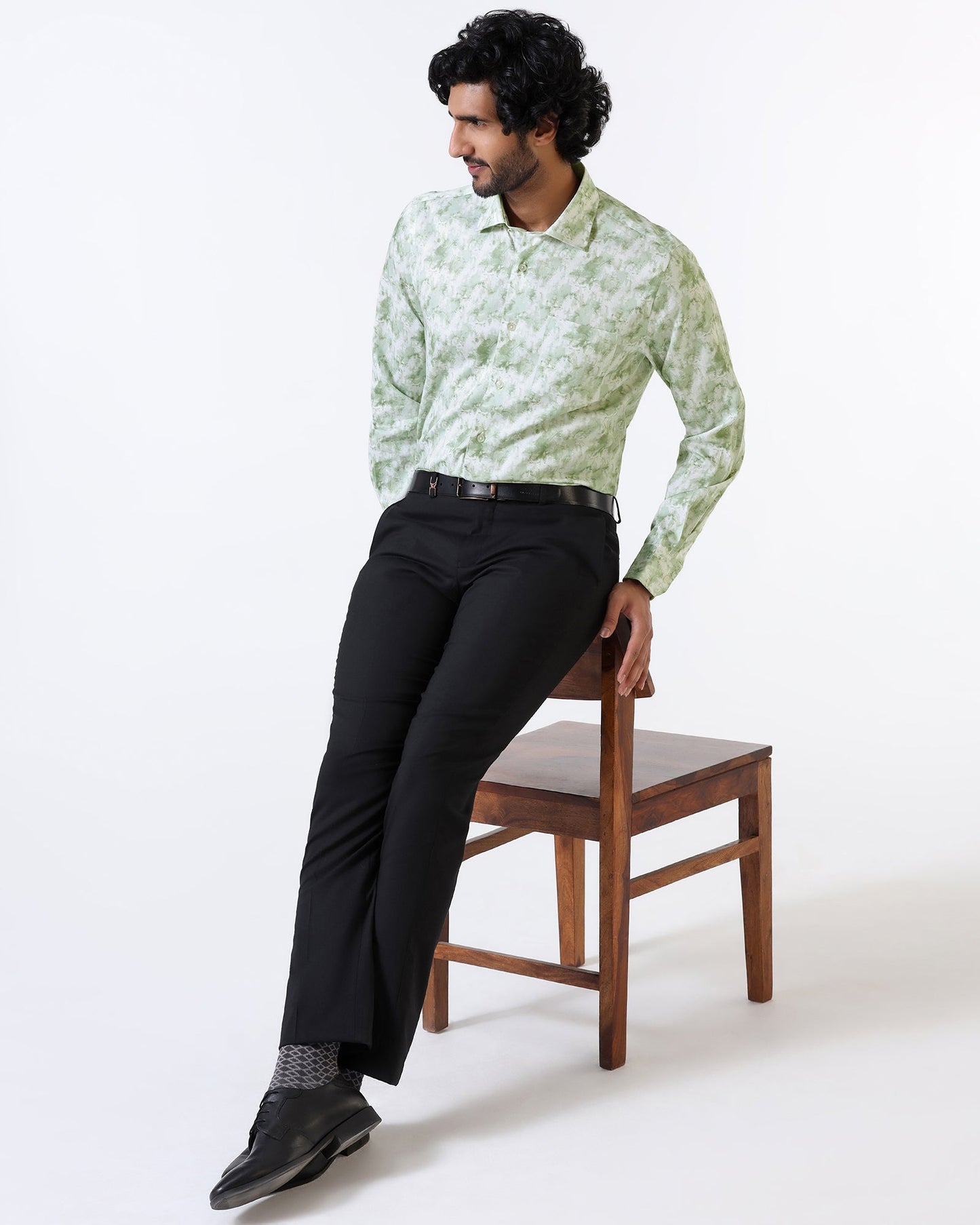 Sage Green Printed Shirt - Piano