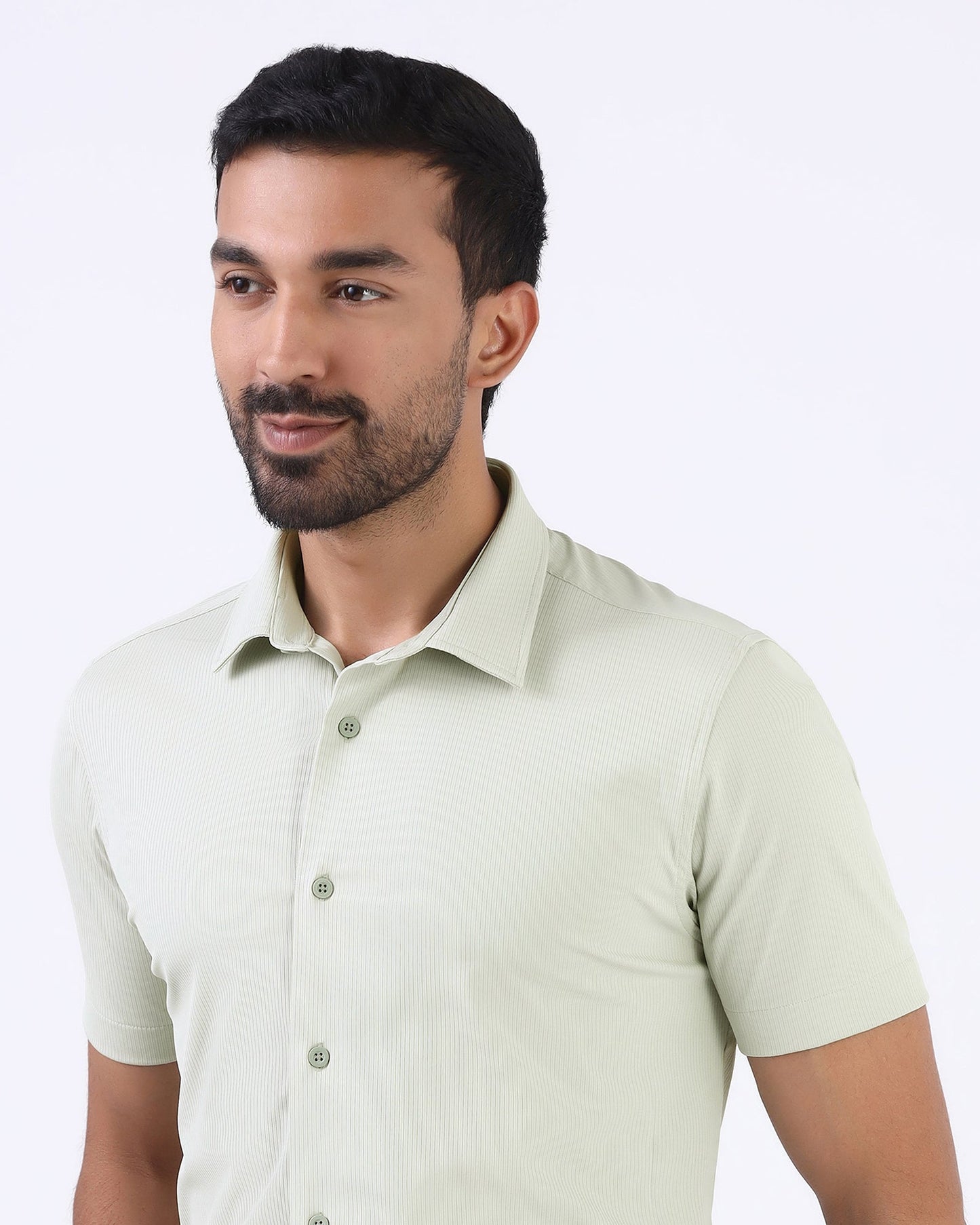 Sage Green Half Sleeve TechPro Stripe Shirt - Lunar
