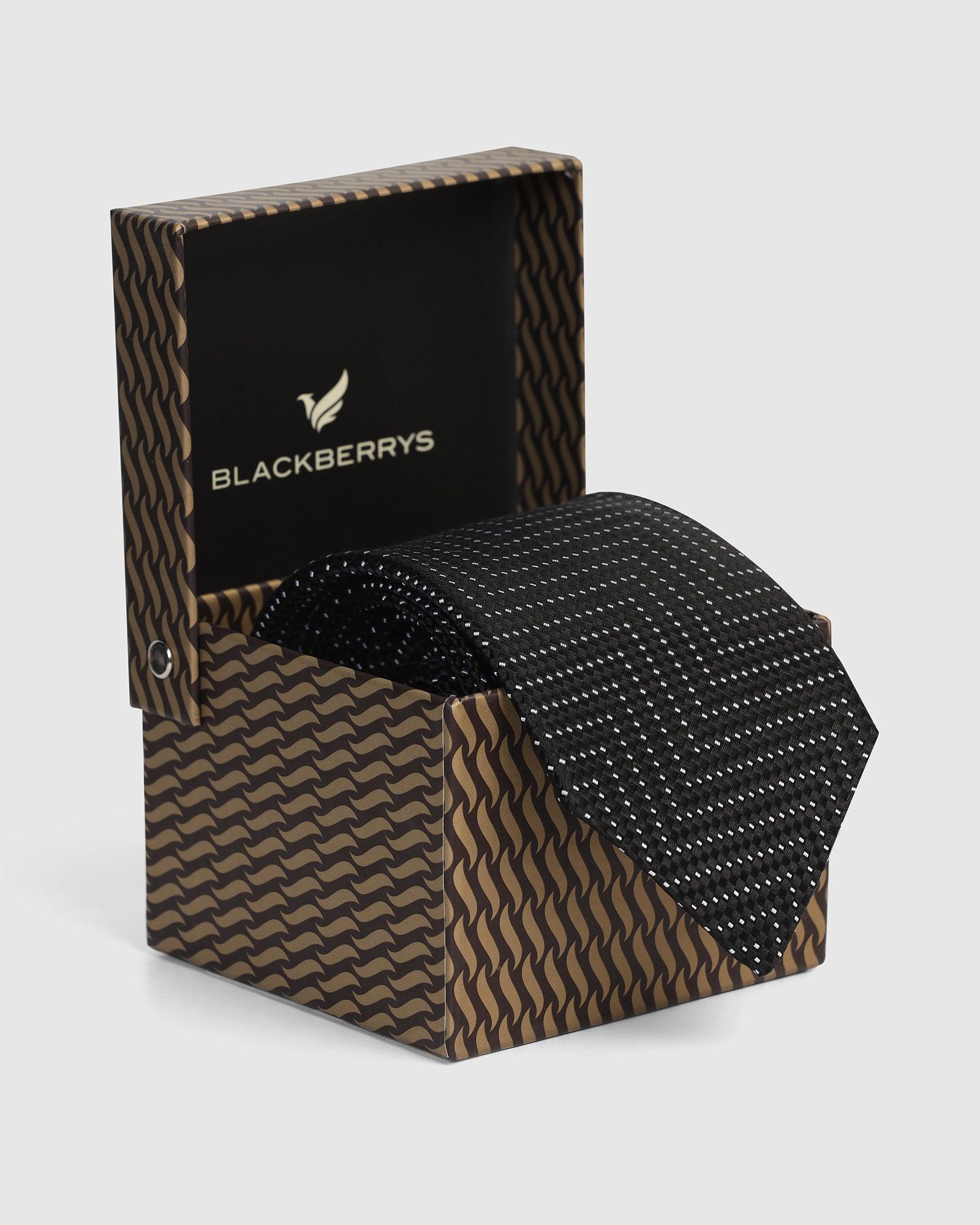Silk Jet Black Jacquard Tie - Valdimir