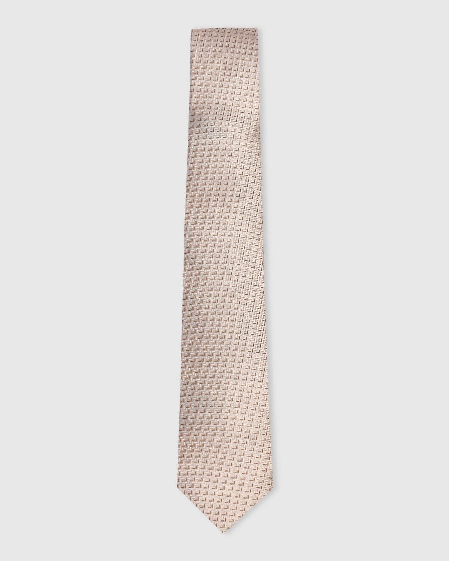 Silk Beige Jacquard Tie - Veton