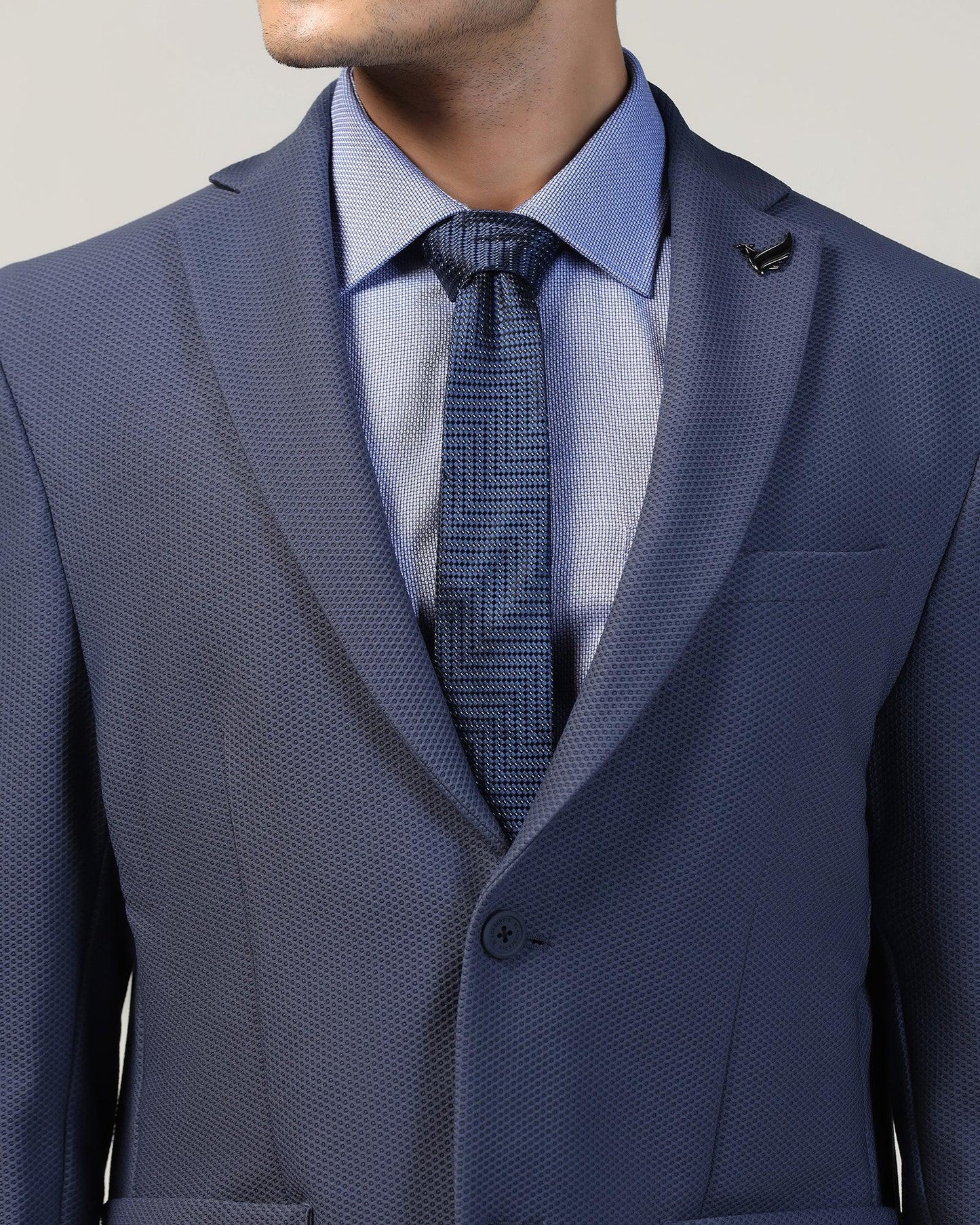 Silk Dark Navy Jacquard Tie - Valdimir