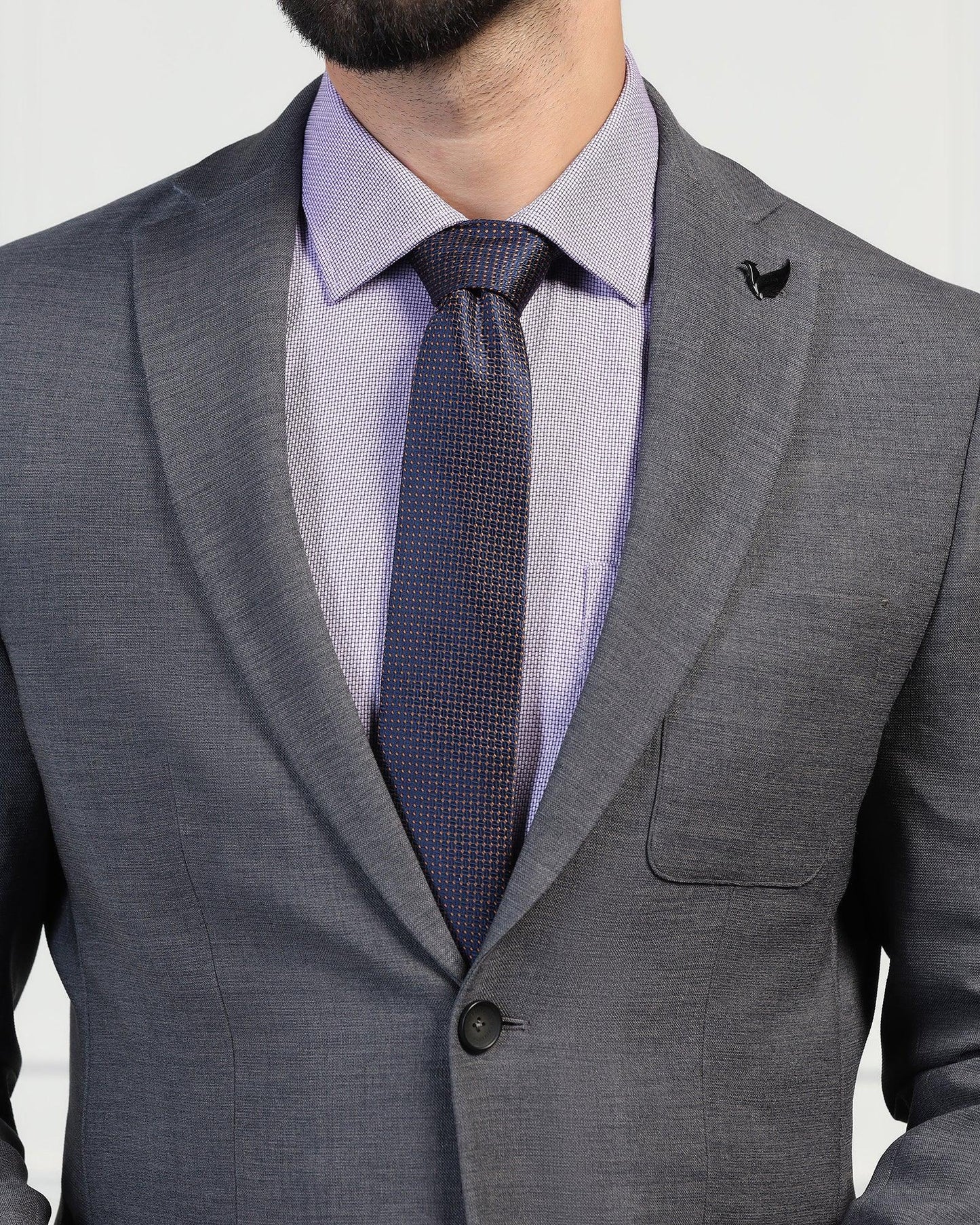 Silk Dark Navy Jacquard Tie - Viviana