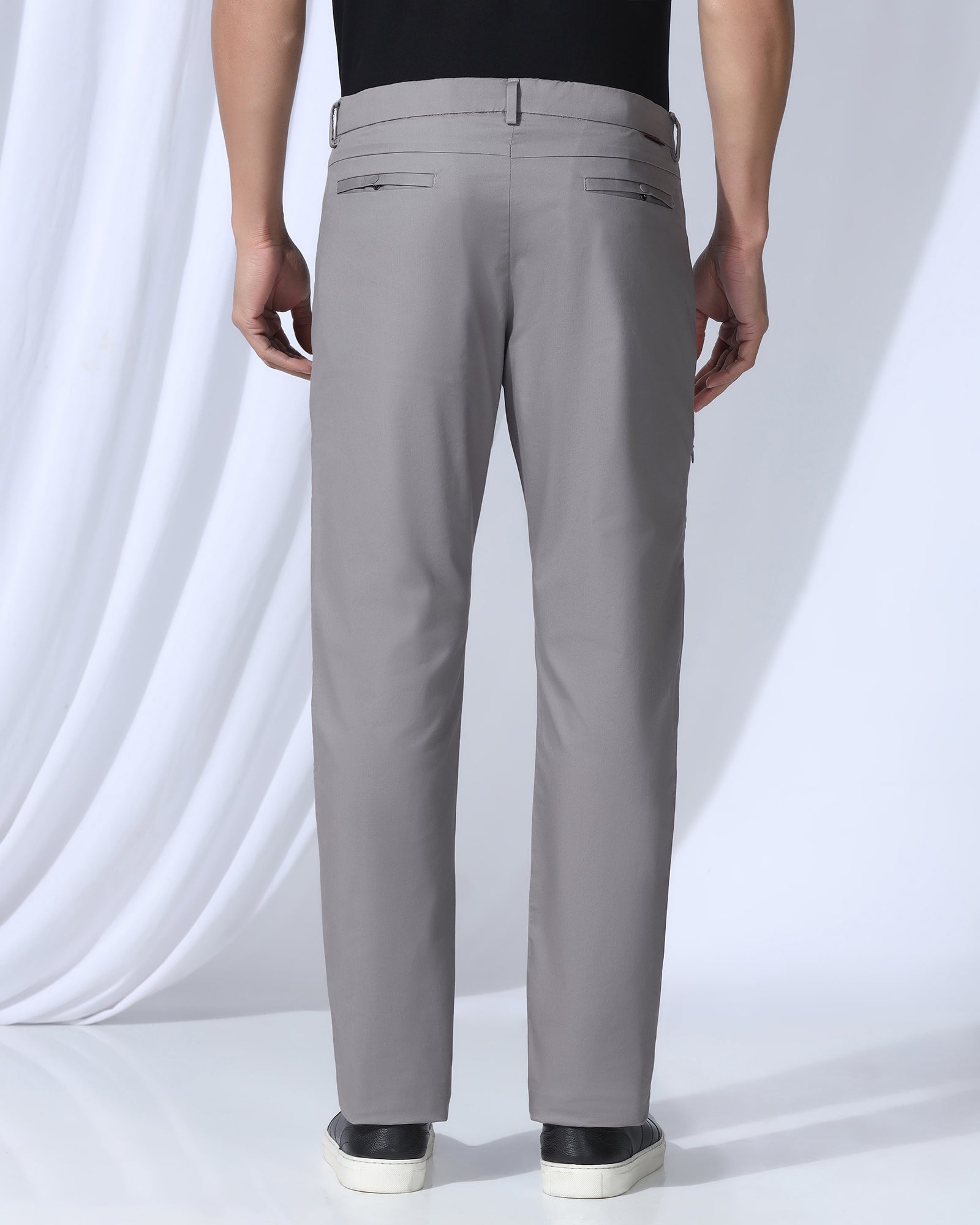 Slim Comfort B-95 Casual Grey Solid Khakis - Fred