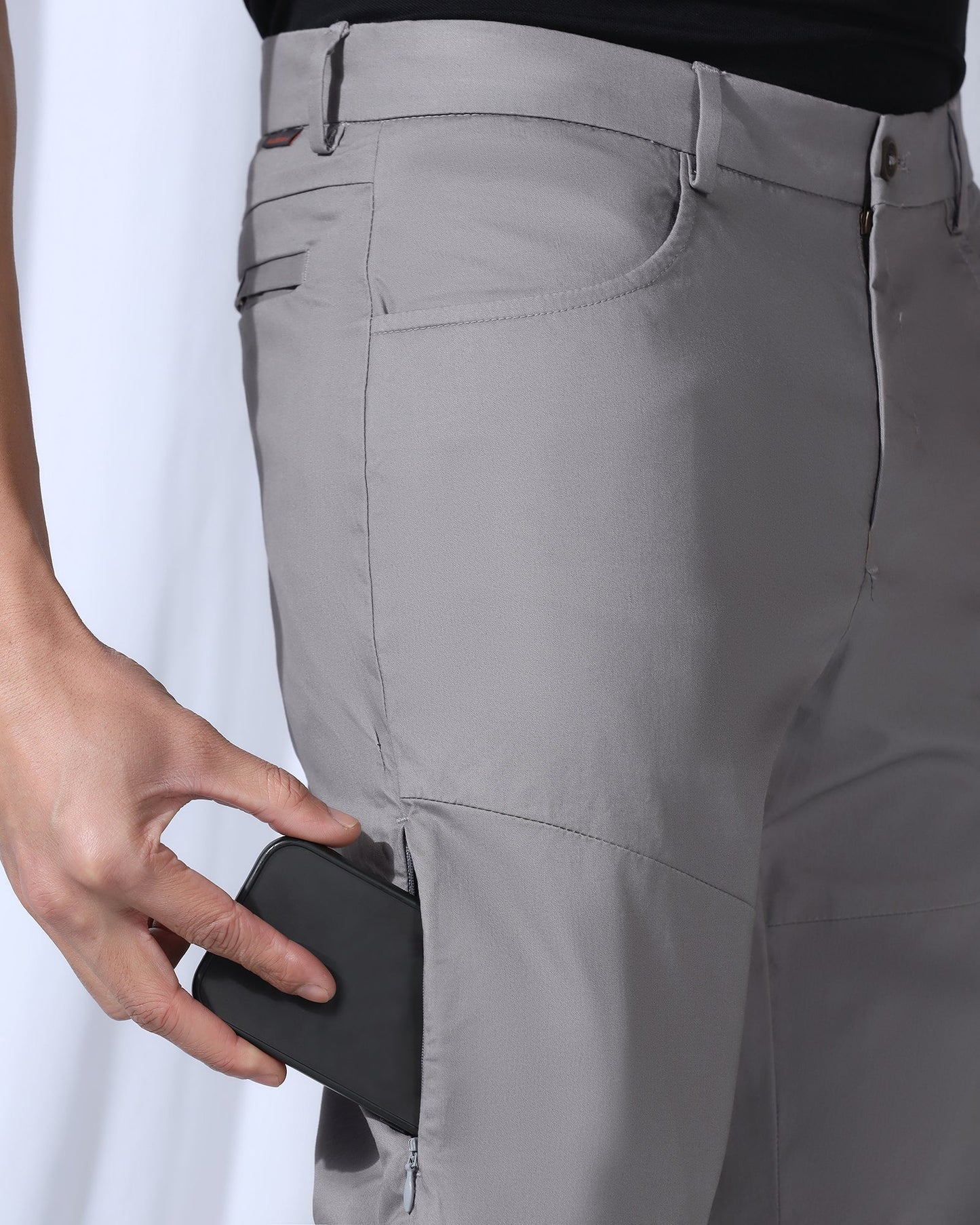 Slim Comfort B-95 Casual Grey Solid Khakis - Fred