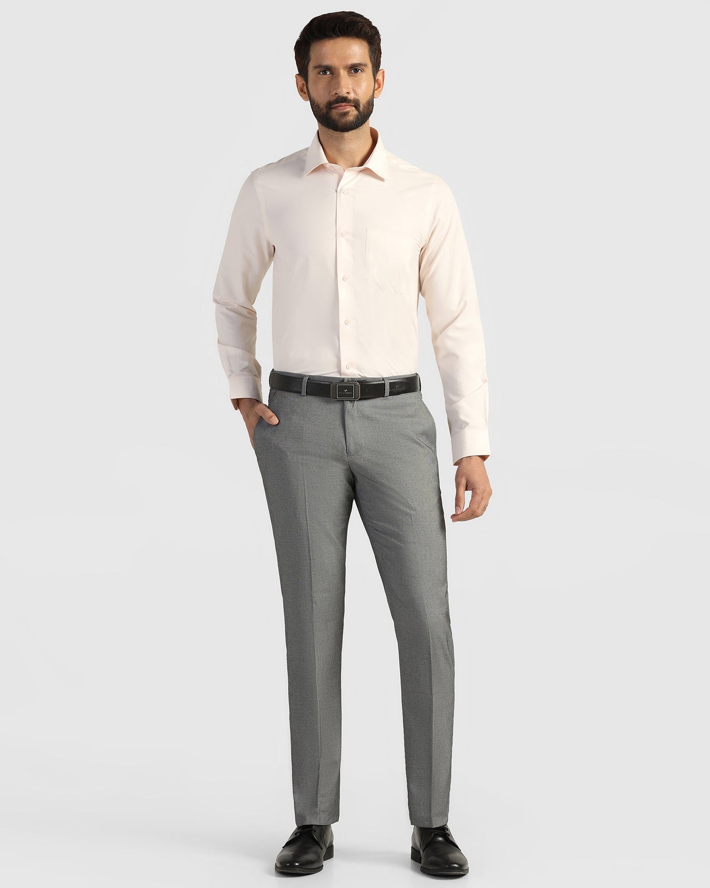 Slim Comfort B-95 Formal Grey Solid Trouser - Musk