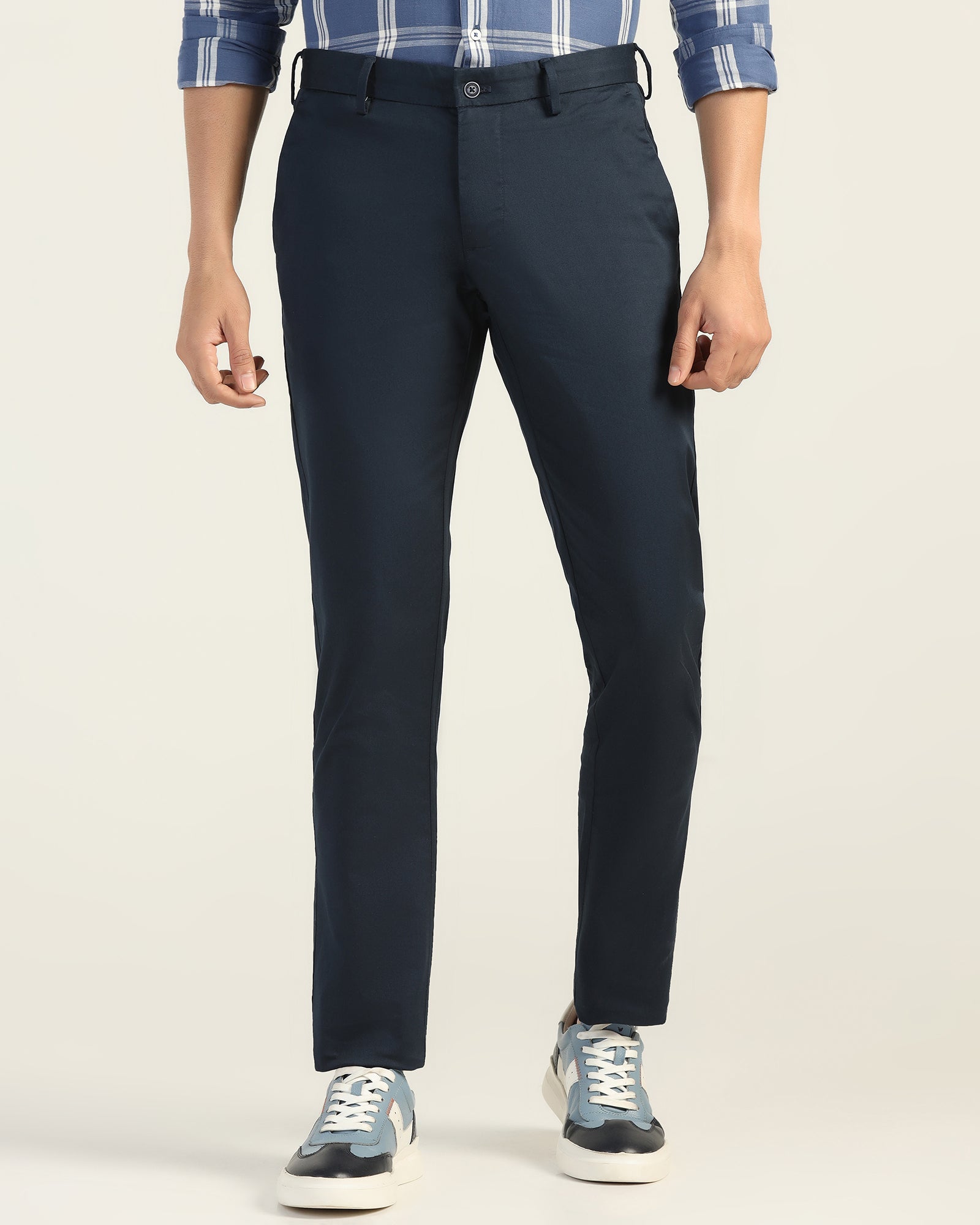 Slim Fit B-91 Casual Navy Solid Khakis - Martin