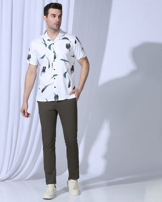 Slim Fit B-91 Casual Olive Textured Khakis - Kary