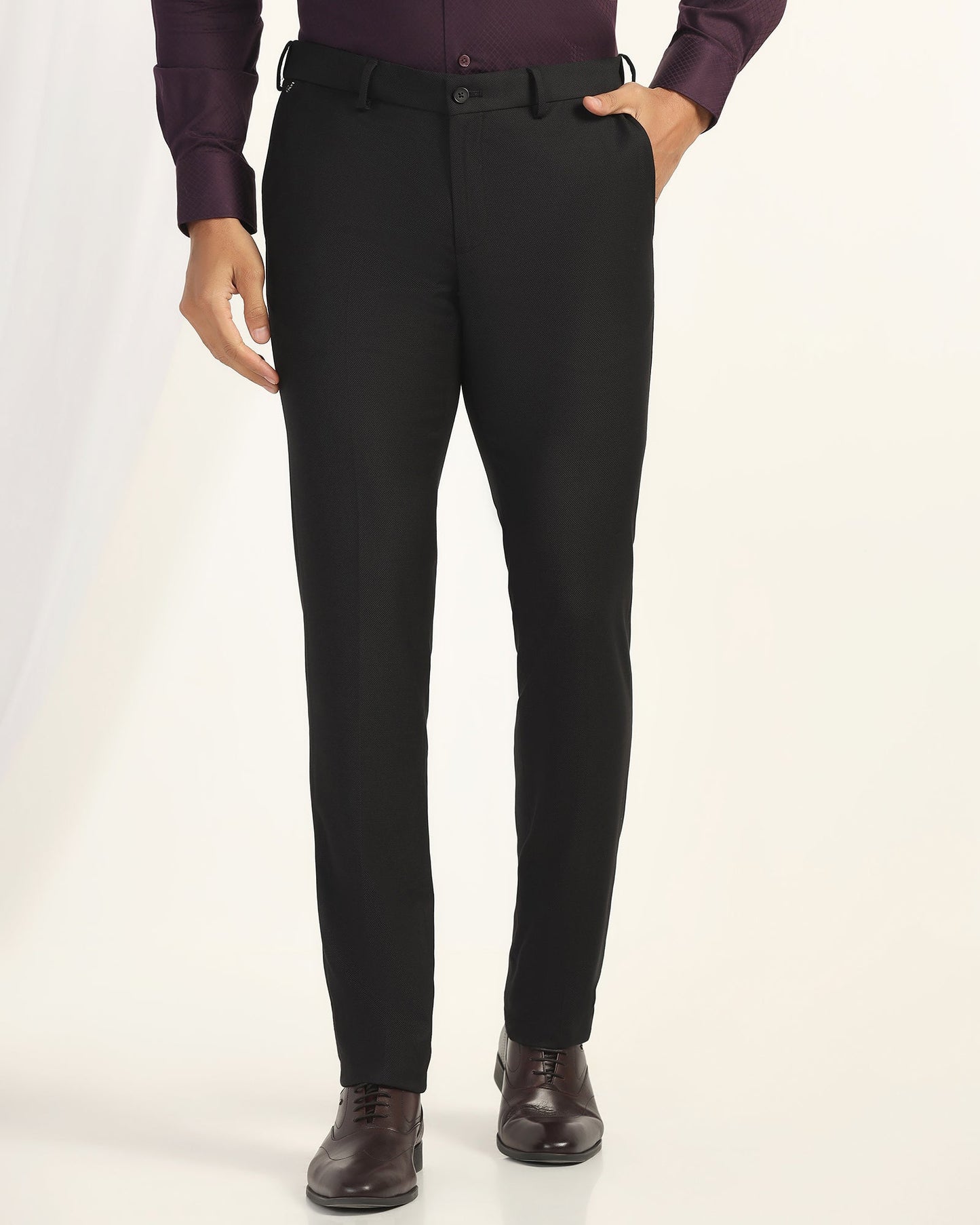 Slim Fit B-91 Formal Black Textured Trouser - Otto