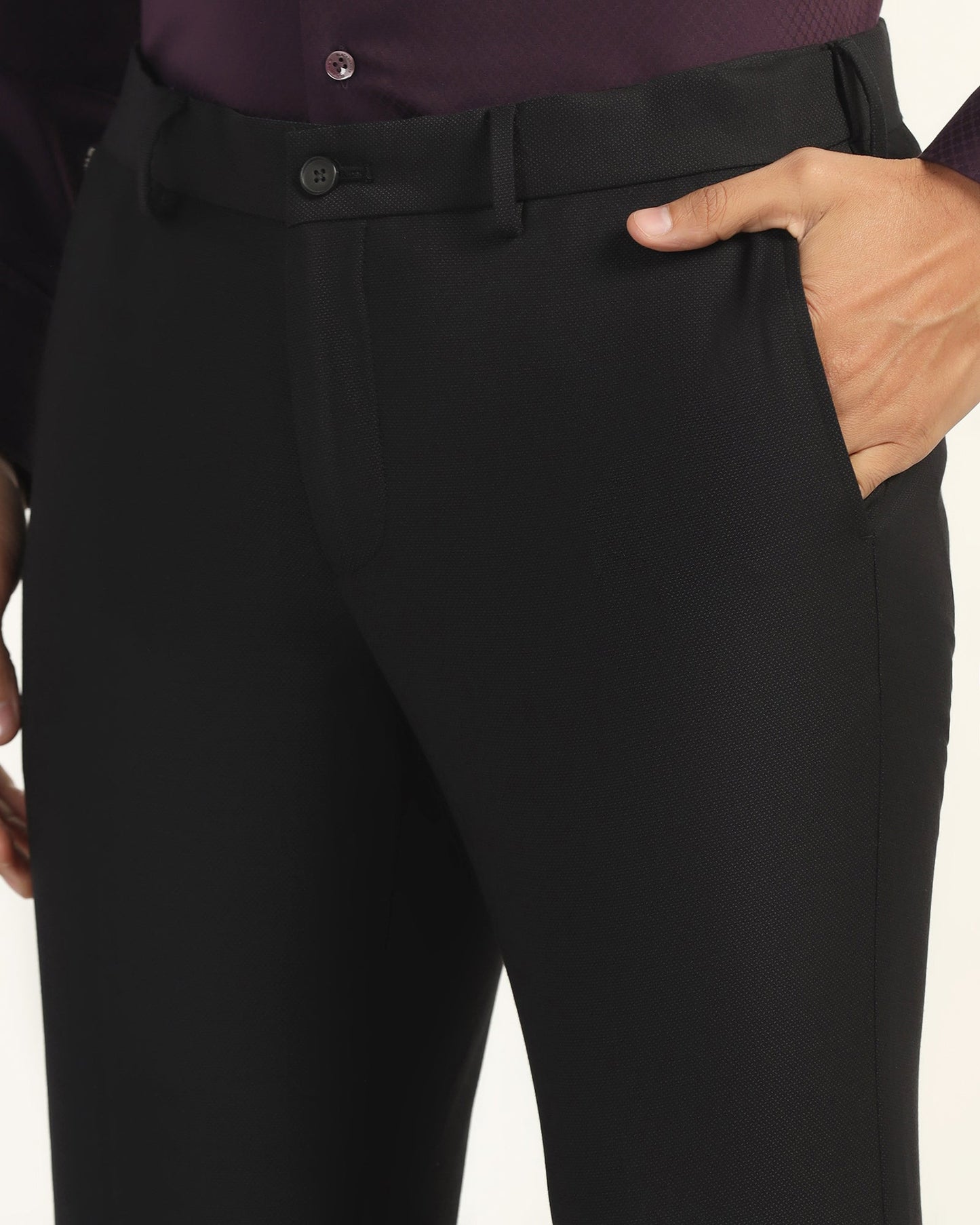Slim Fit B-91 Formal Black Textured Trouser - Otto