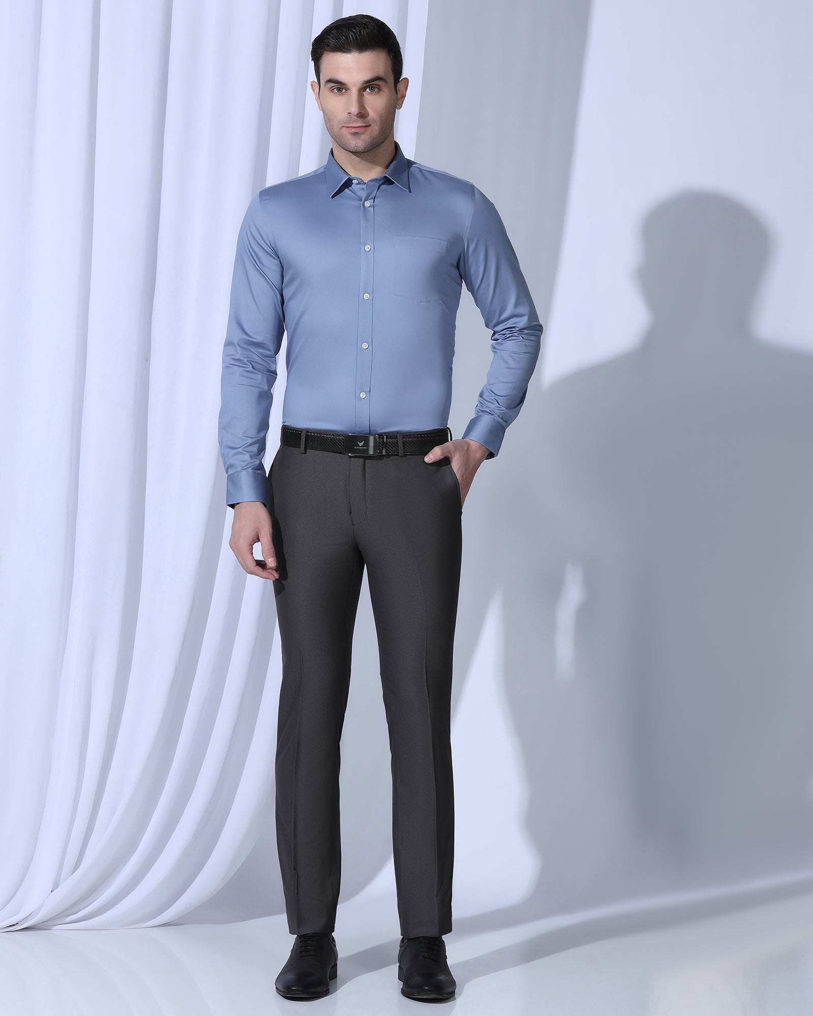 Slim Fit B-91 Formal Charcoal Textured Trouser - Otto