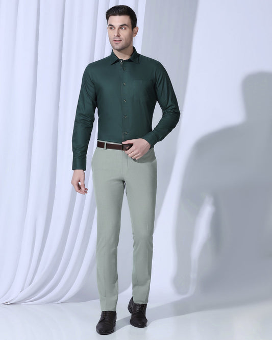 Slim Fit B-91 Formal Light Green Solid Trouser - Jonny