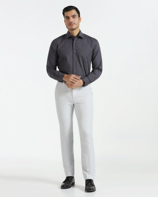 Slim Comfort B-95 Formal Light Blue Textured Trouser - Flora