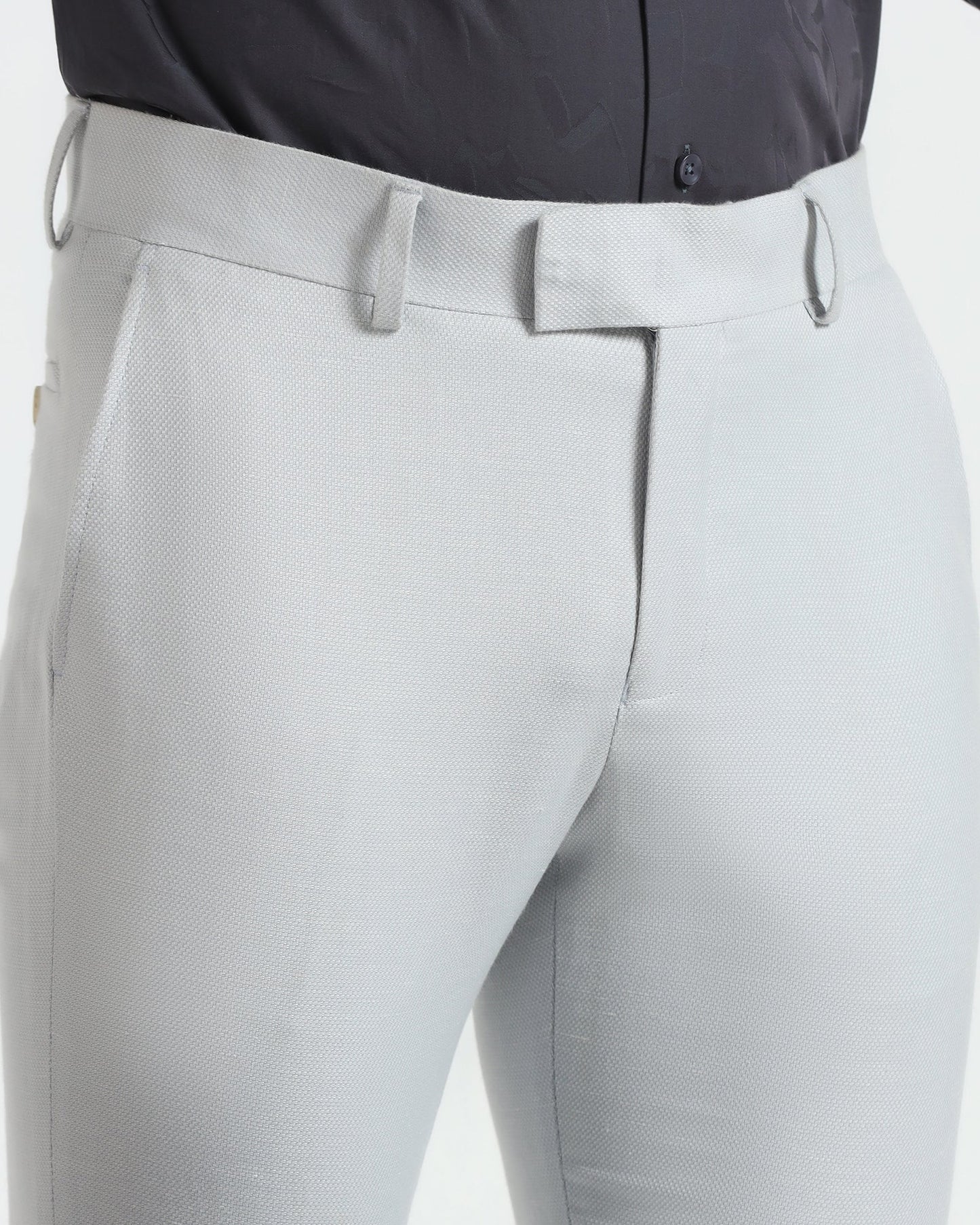 Slim Comfort B-95 Formal Light Blue Textured Trouser - Flora