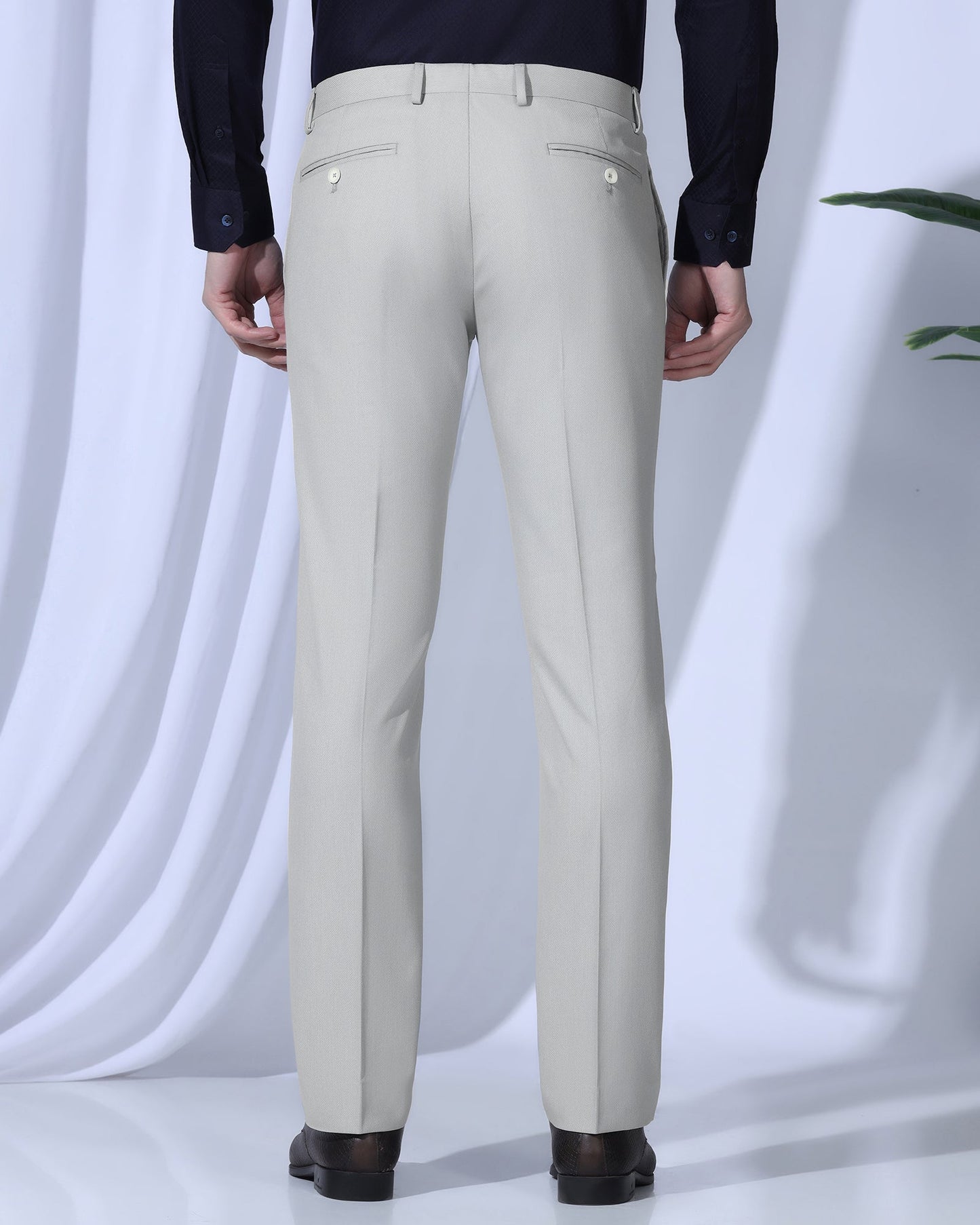 Slim Comfort B-95 Formal Light Grey Textured Trouser - Coach