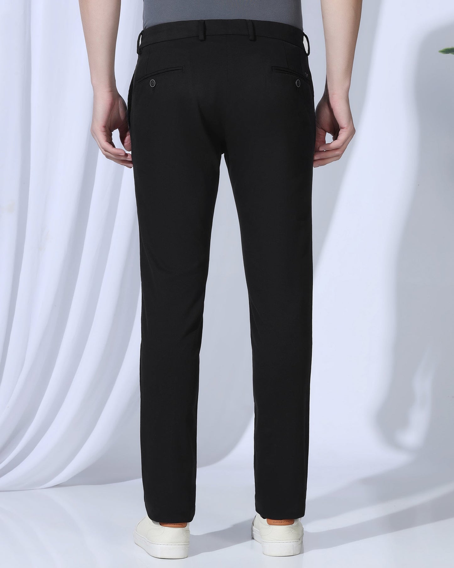 Slim Fit B-91 Casual Black Textured Khakis - Kary