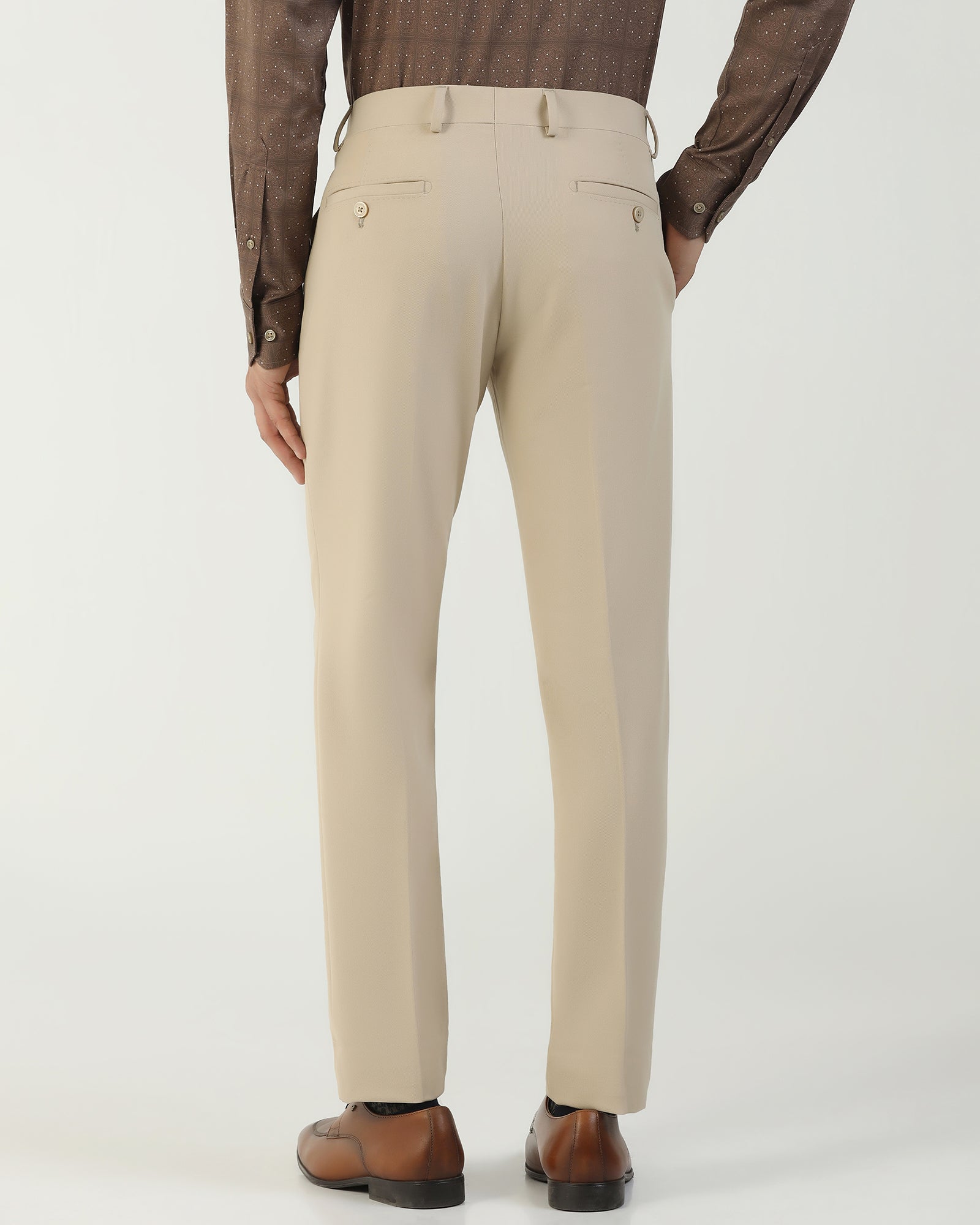 Slim Fit B-91 Formal Beige Solid Trouser - Kenneth