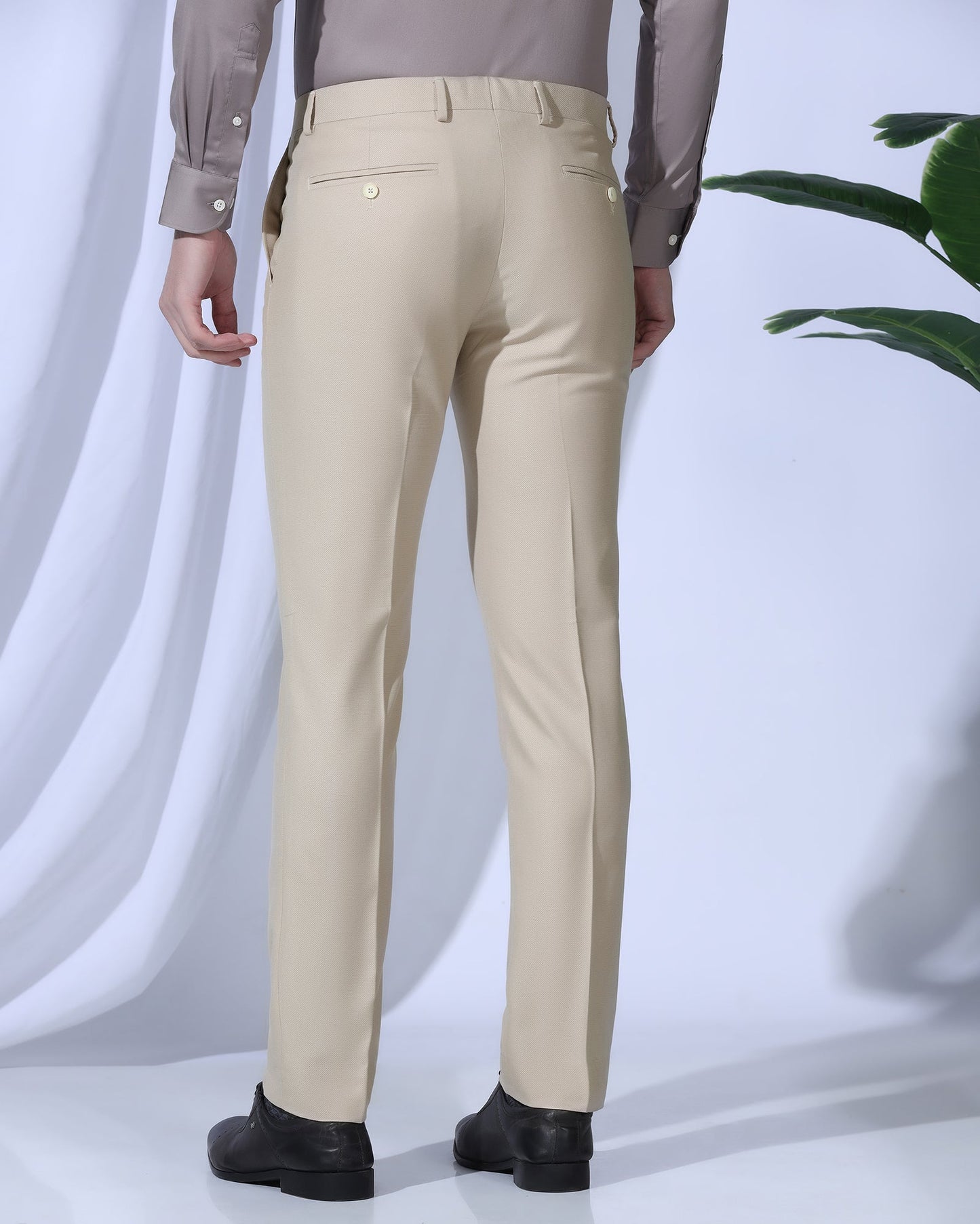 Slim Fit B-91 Formal Beige Textured Trouser - Otto